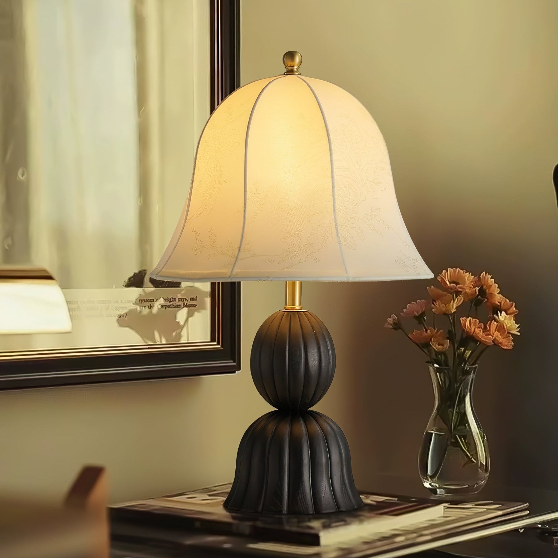 Galenor Fabric Wood Vintage Table Lamp-Neutral Decor