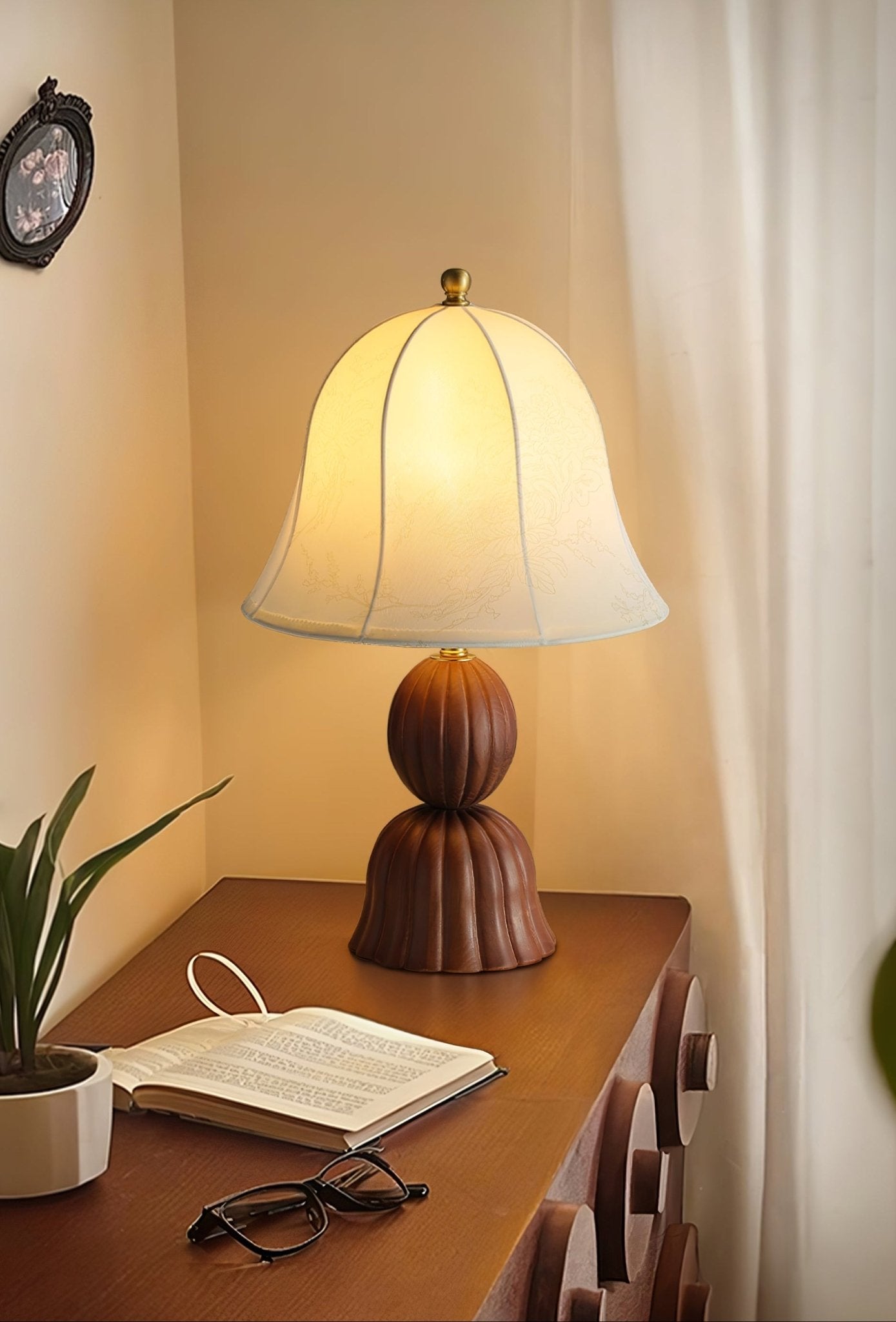 Galenor Fabric Wood Vintage Table Lamp-Neutral Decor
