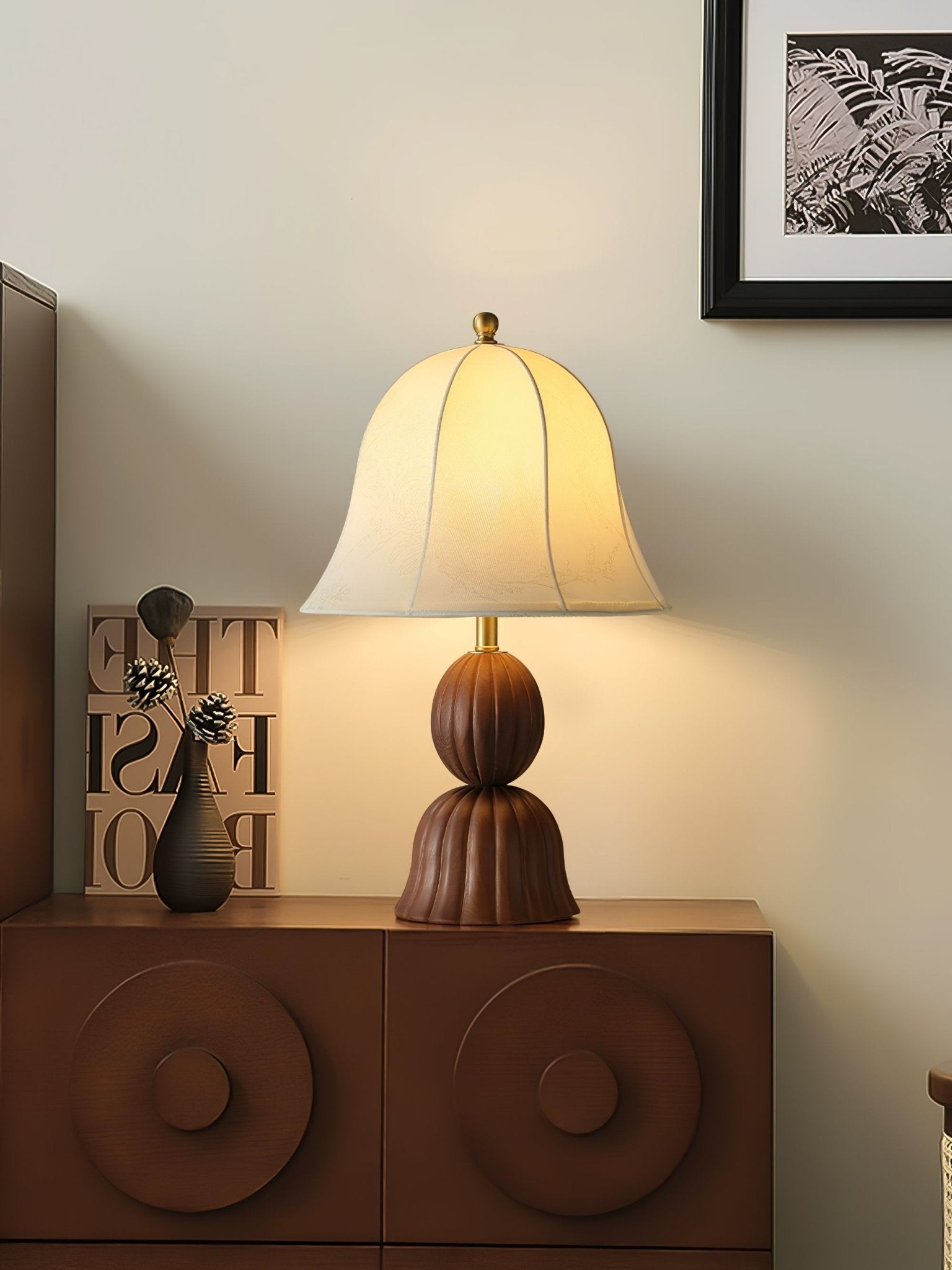 Galenor Fabric Wood Vintage Table Lamp-Neutral Decor