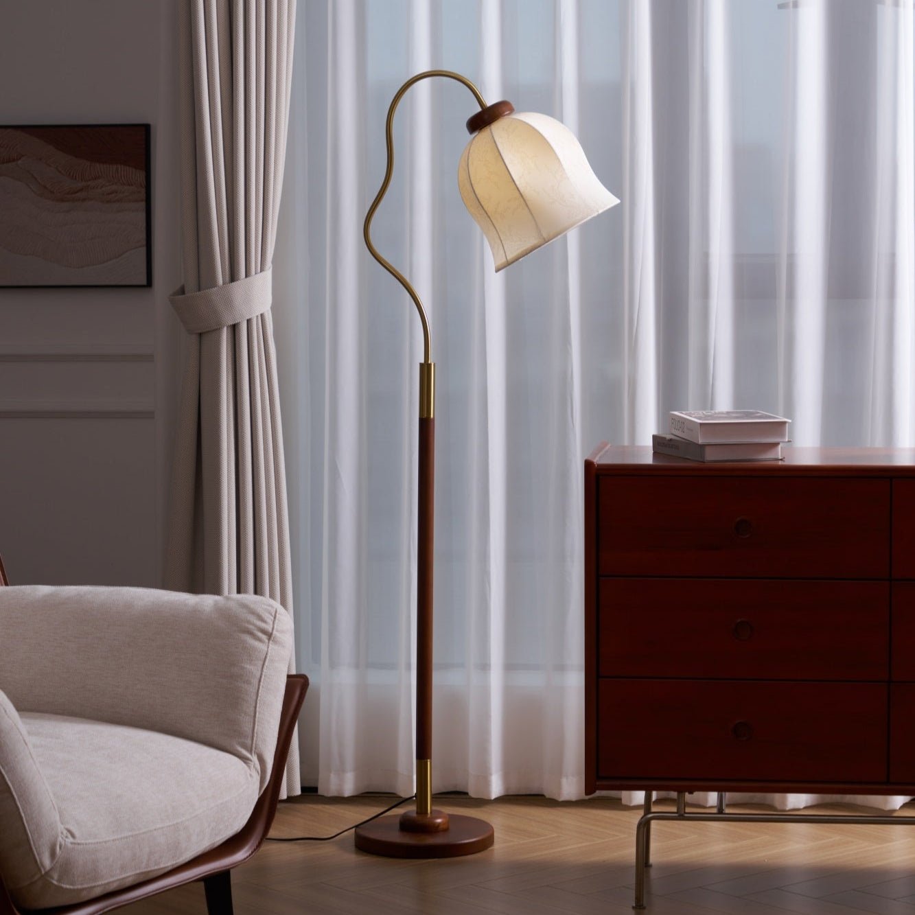 Elysia Classic Wood Floor Lamp-Neutral Decor