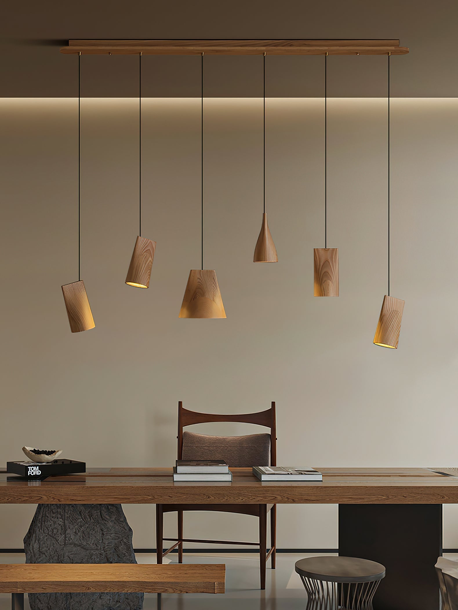 Ivarara Asymmetrical Wood Pendant Light-Neutral Decor