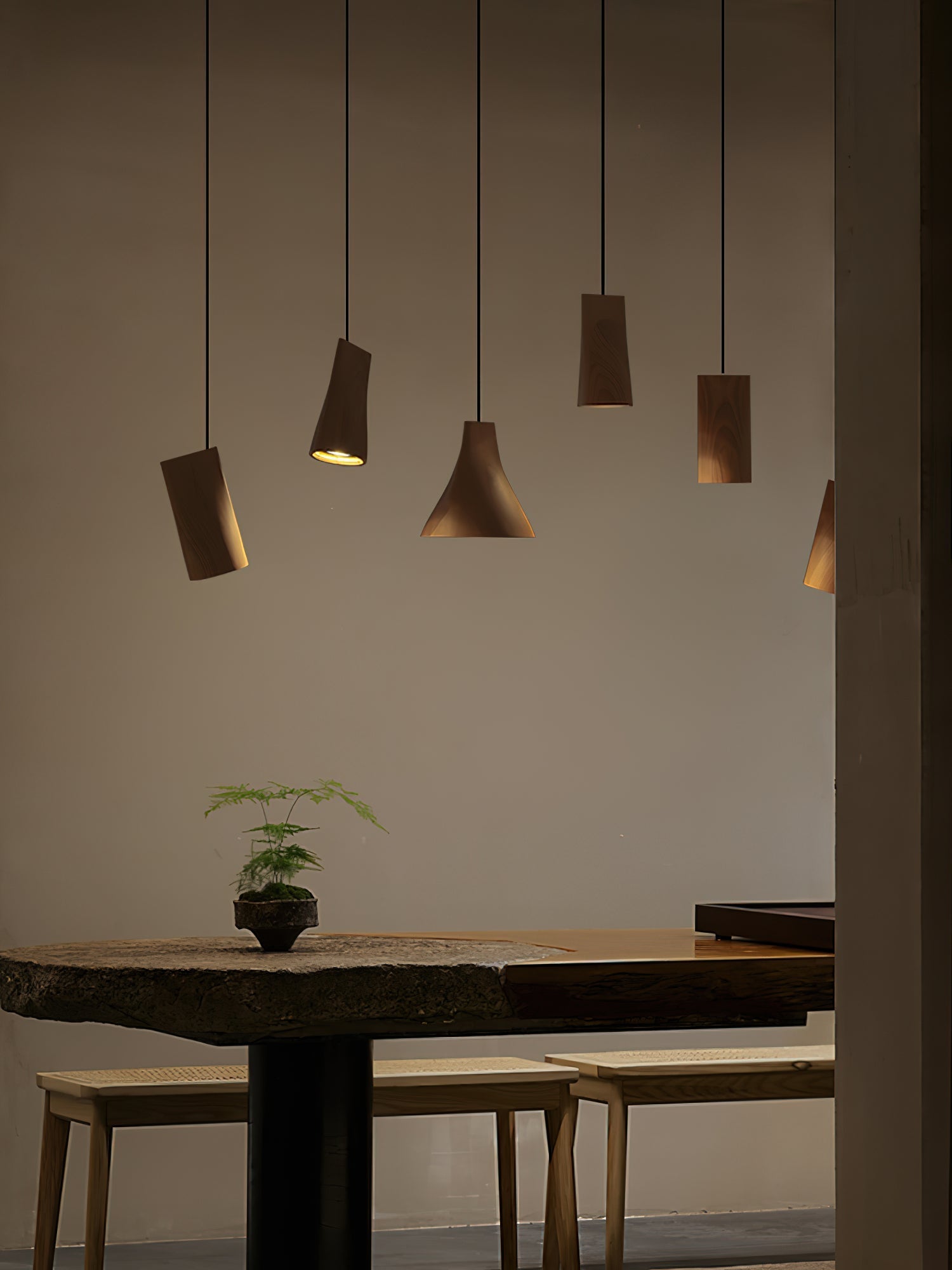 Ivarara Asymmetrical Wood Pendant Light-Neutral Decor