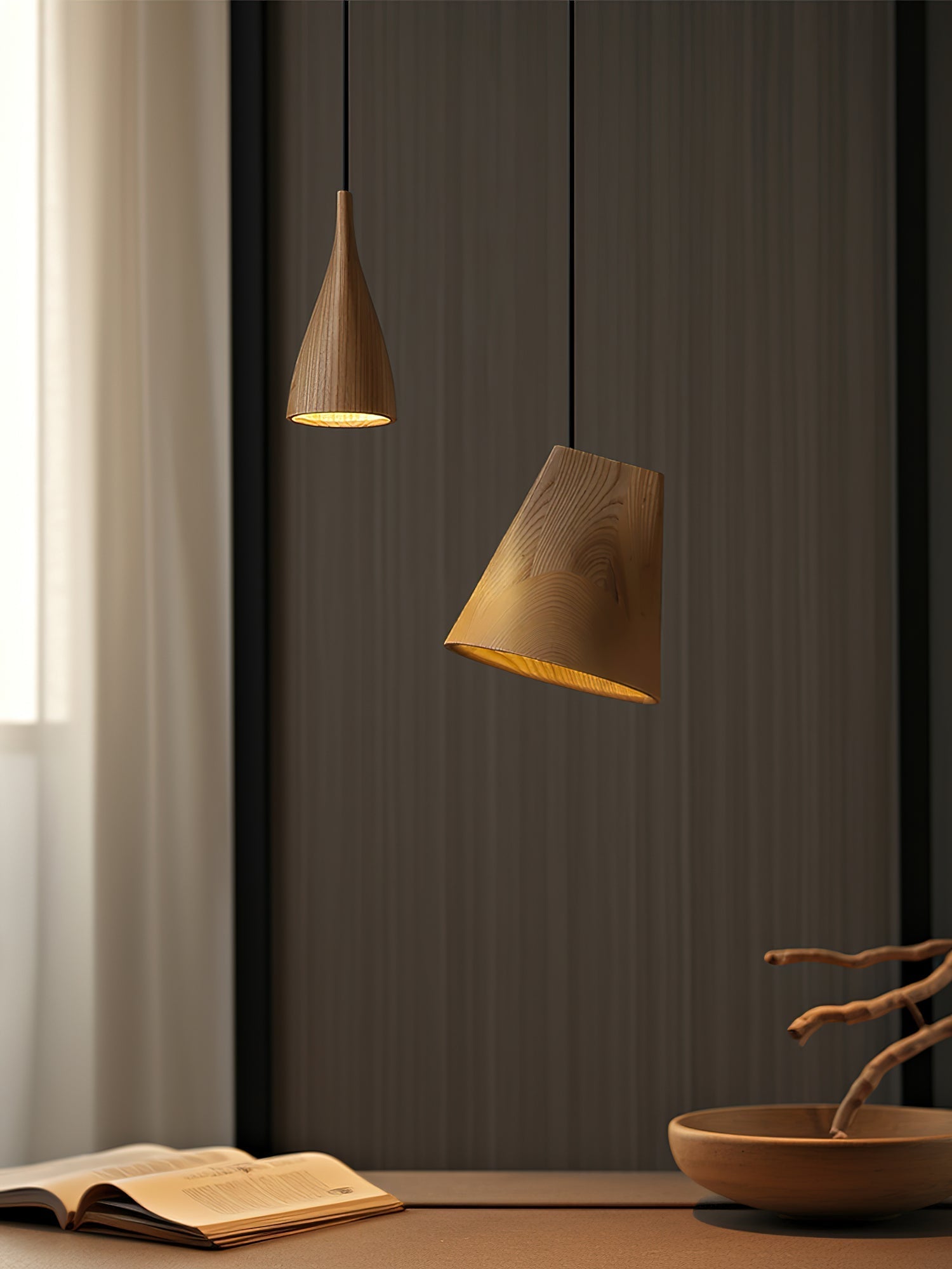 Ivarara Asymmetrical Wood Pendant Light-Neutral Decor