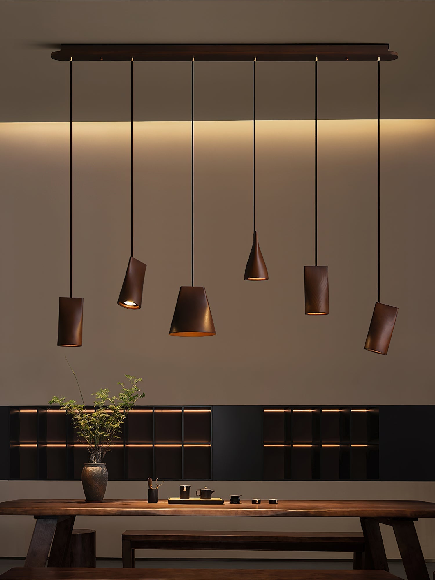 Ivarara Asymmetrical Wood Pendant Light-Neutral Decor