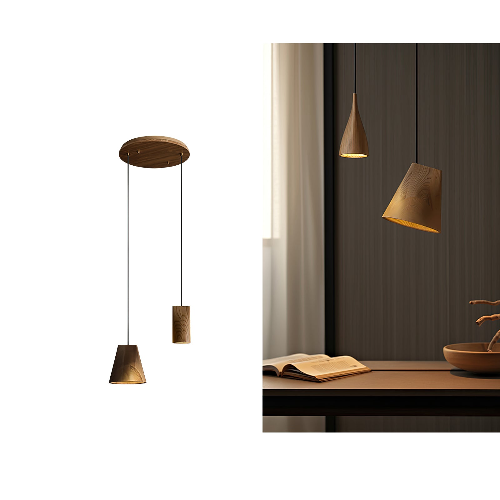 Ivarara Asymmetrical Wood Pendant Light-Neutral Decor