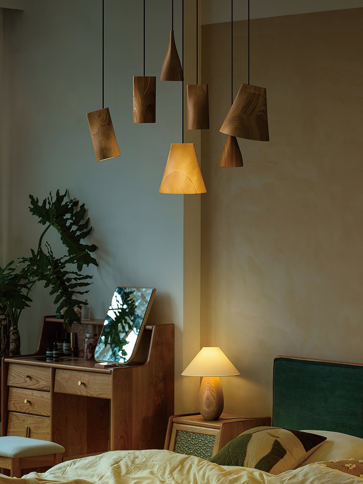 Ivarara Asymmetrical Wood Pendant Light-Neutral Decor