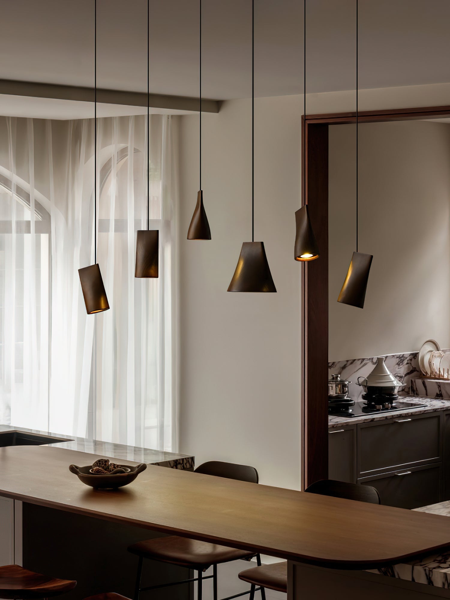 Ivarara Asymmetrical Wood Pendant Light-Neutral Decor