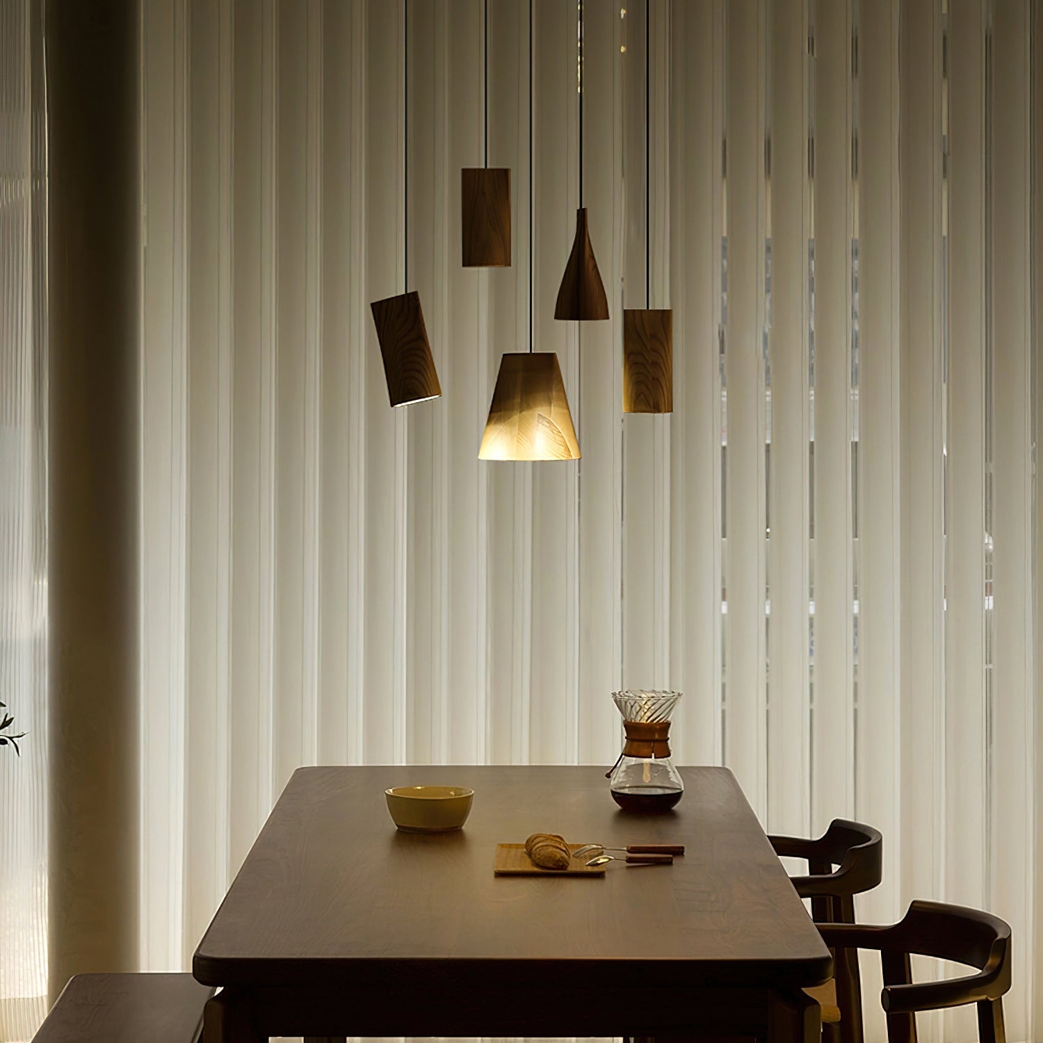 Ivarara Asymmetrical Wood Pendant Light-Neutral Decor