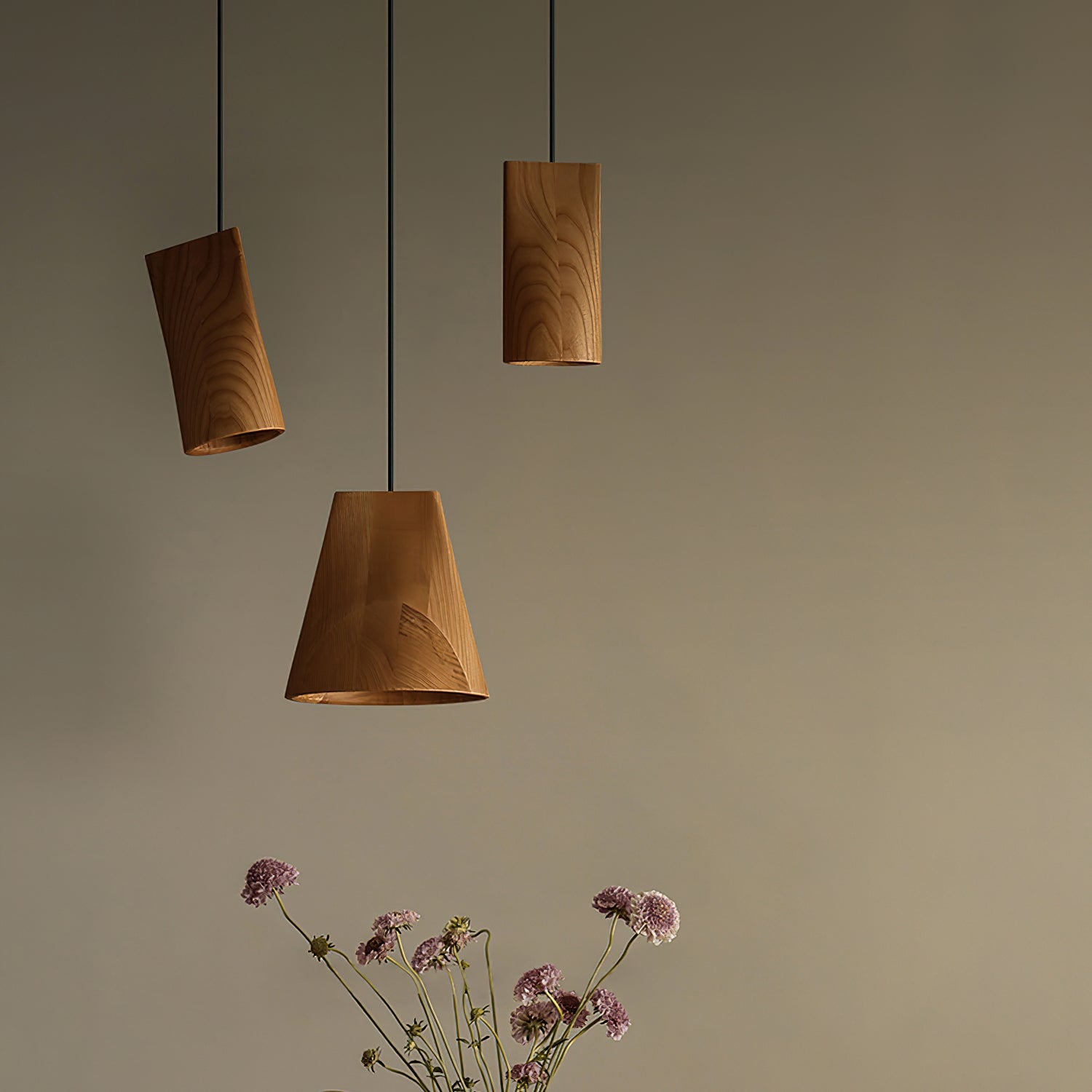 Ivarara Asymmetrical Wood Pendant Light-Neutral Decor