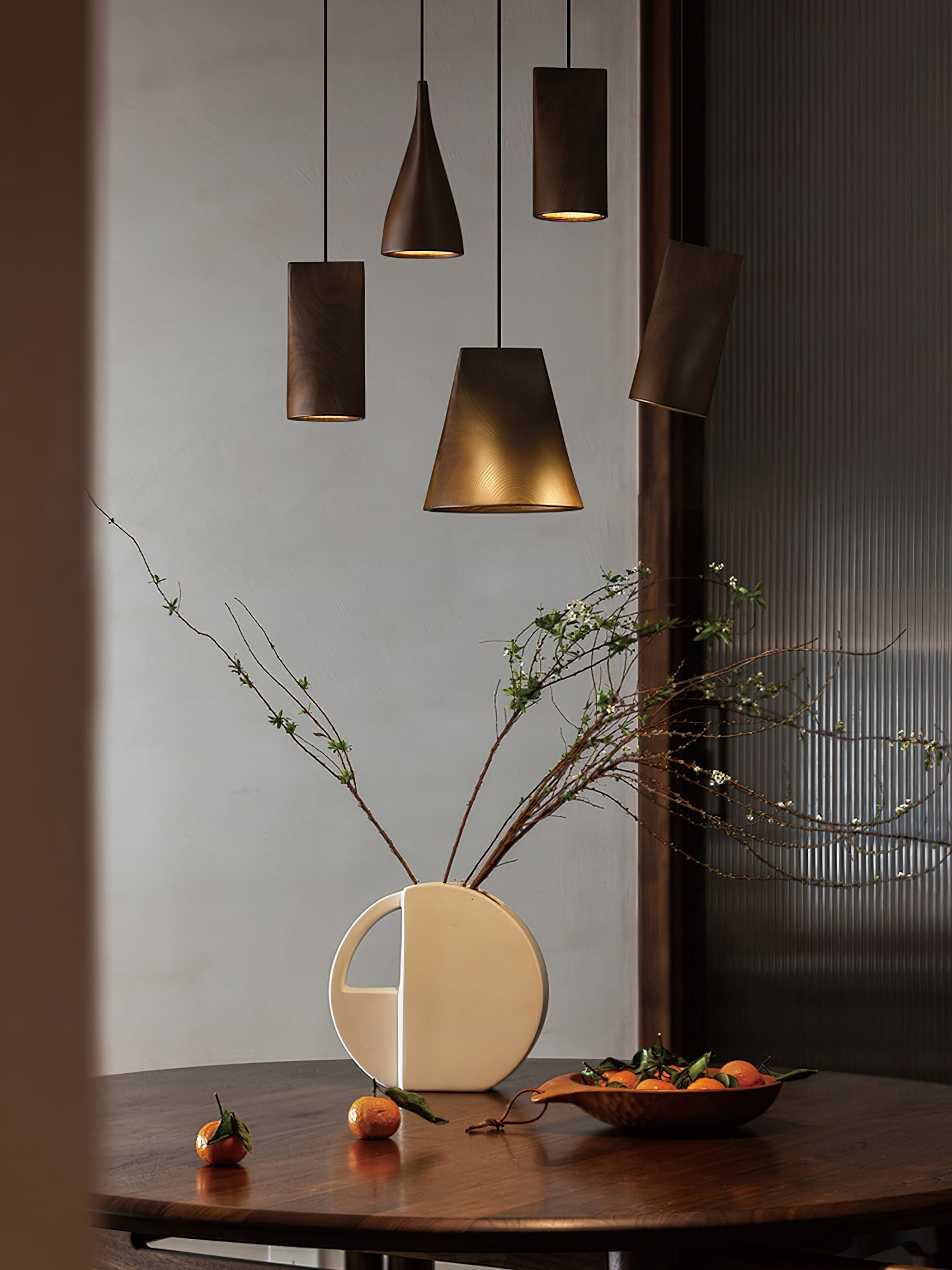 Ivarara Asymmetrical Wood Pendant Light-Neutral Decor