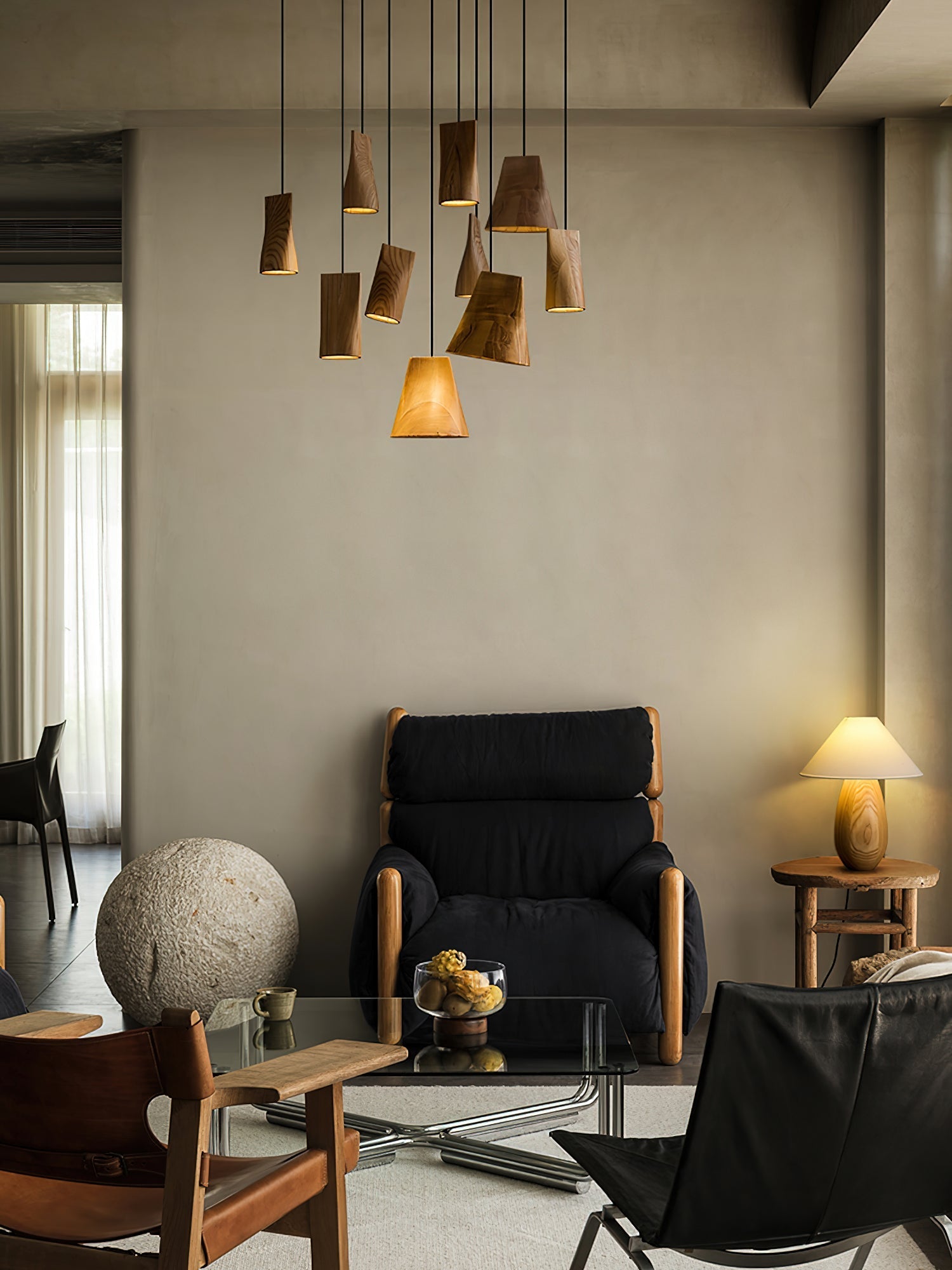 Ivarara Asymmetrical Wood Pendant Light-Neutral Decor
