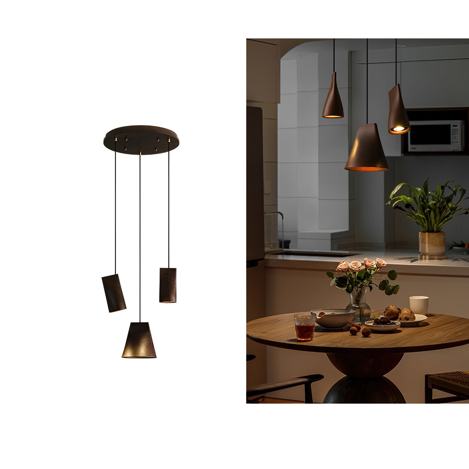 Ivarara Asymmetrical Wood Pendant Light-Neutral Decor