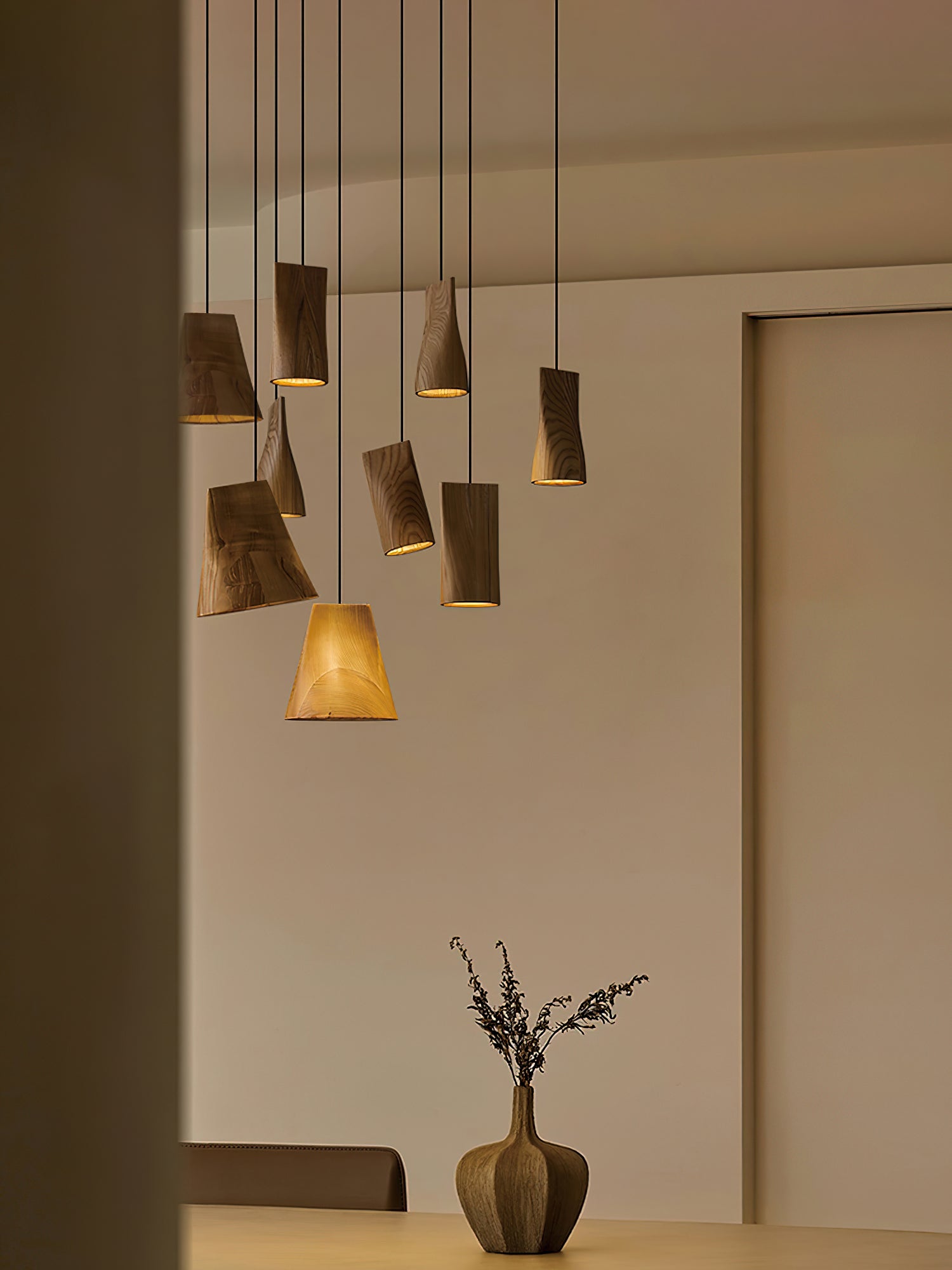 Ivarara Asymmetrical Wood Pendant Light-Neutral Decor