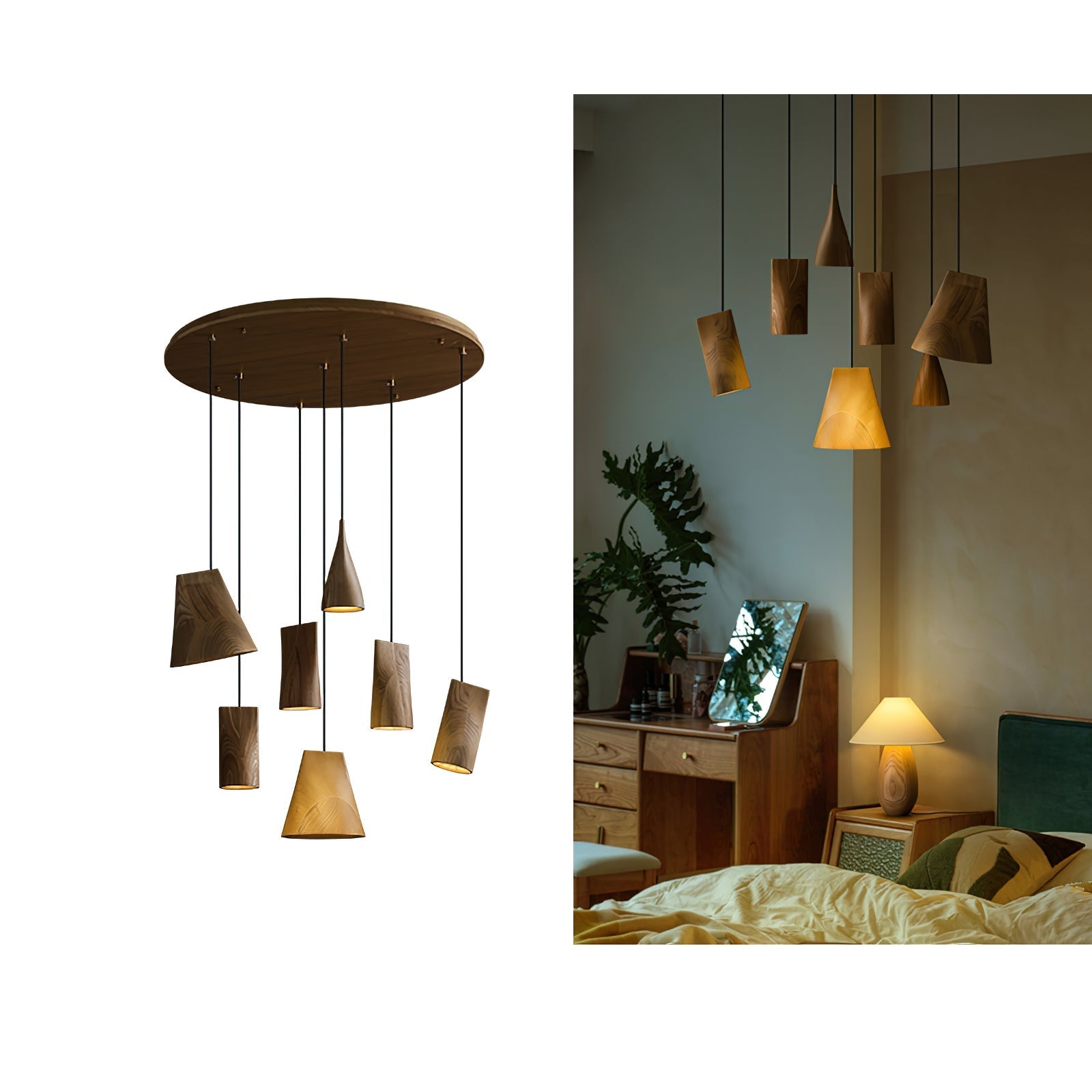 Ivarara Asymmetrical Wood Pendant Light-Neutral Decor