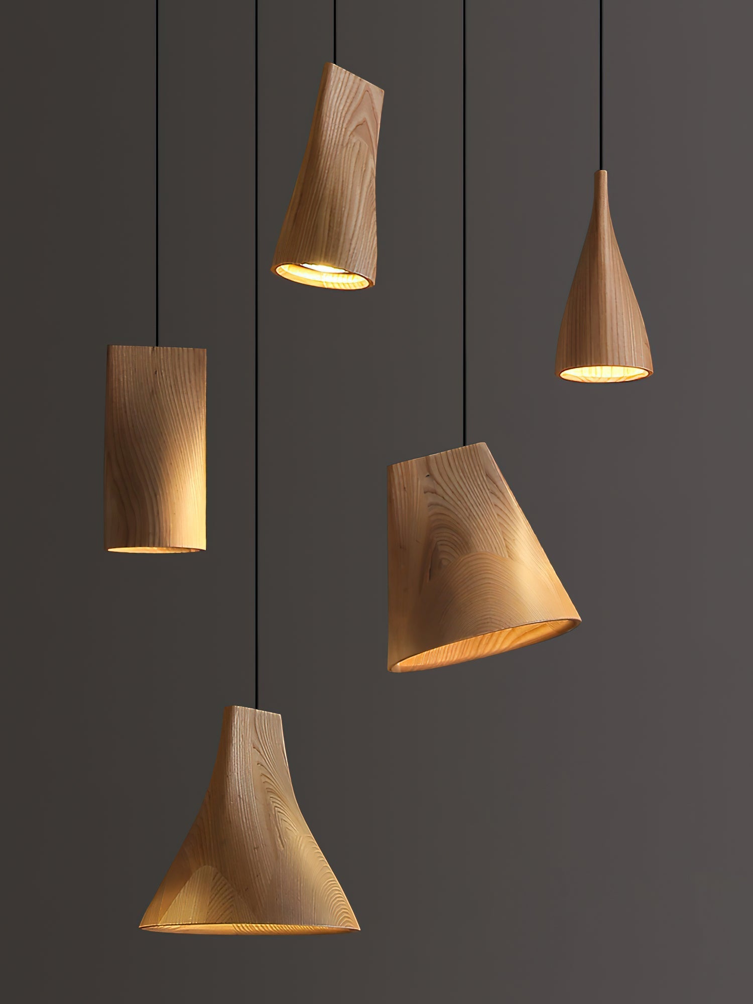 Ivarara Asymmetrical Wood Pendant Light-Neutral Decor