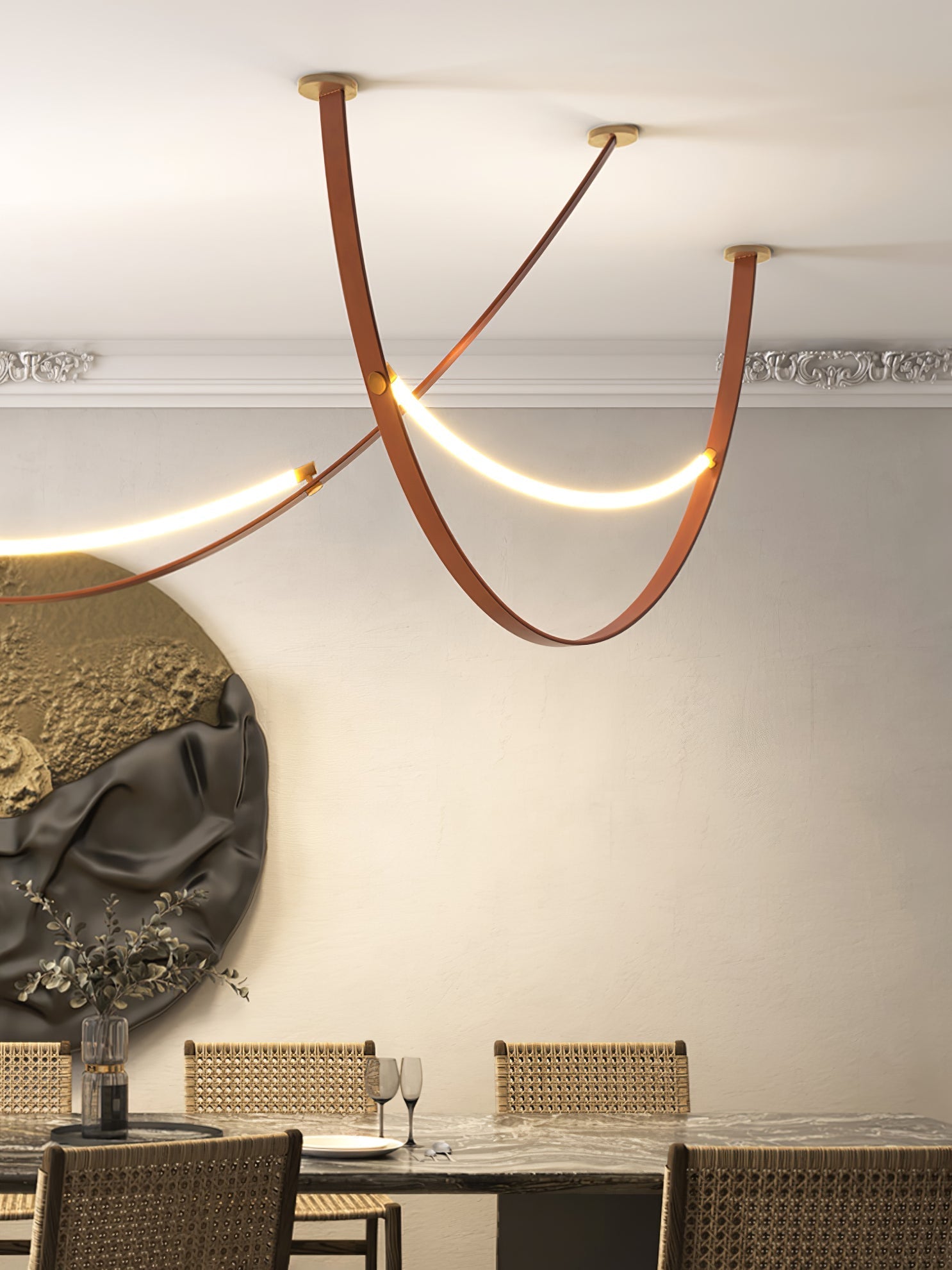 Dixu Pendant Lamp Leather LED Belt-Neutral Decor