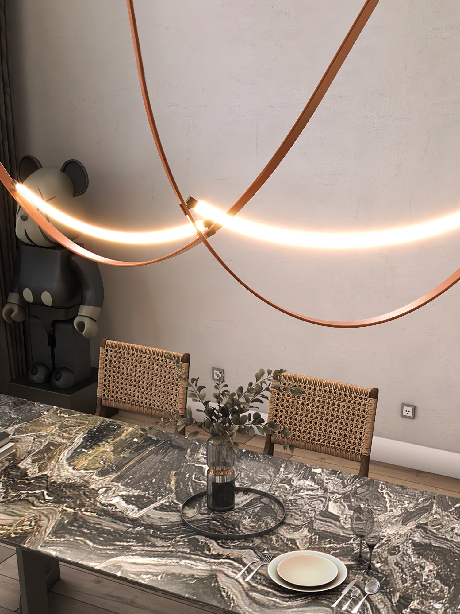 Dixu Pendant Lamp Leather LED Belt-Neutral Decor