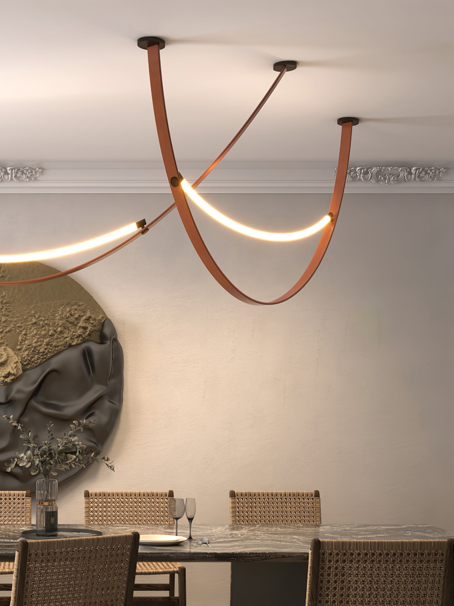 Dixu Pendant Lamp Leather LED Belt-Neutral Decor