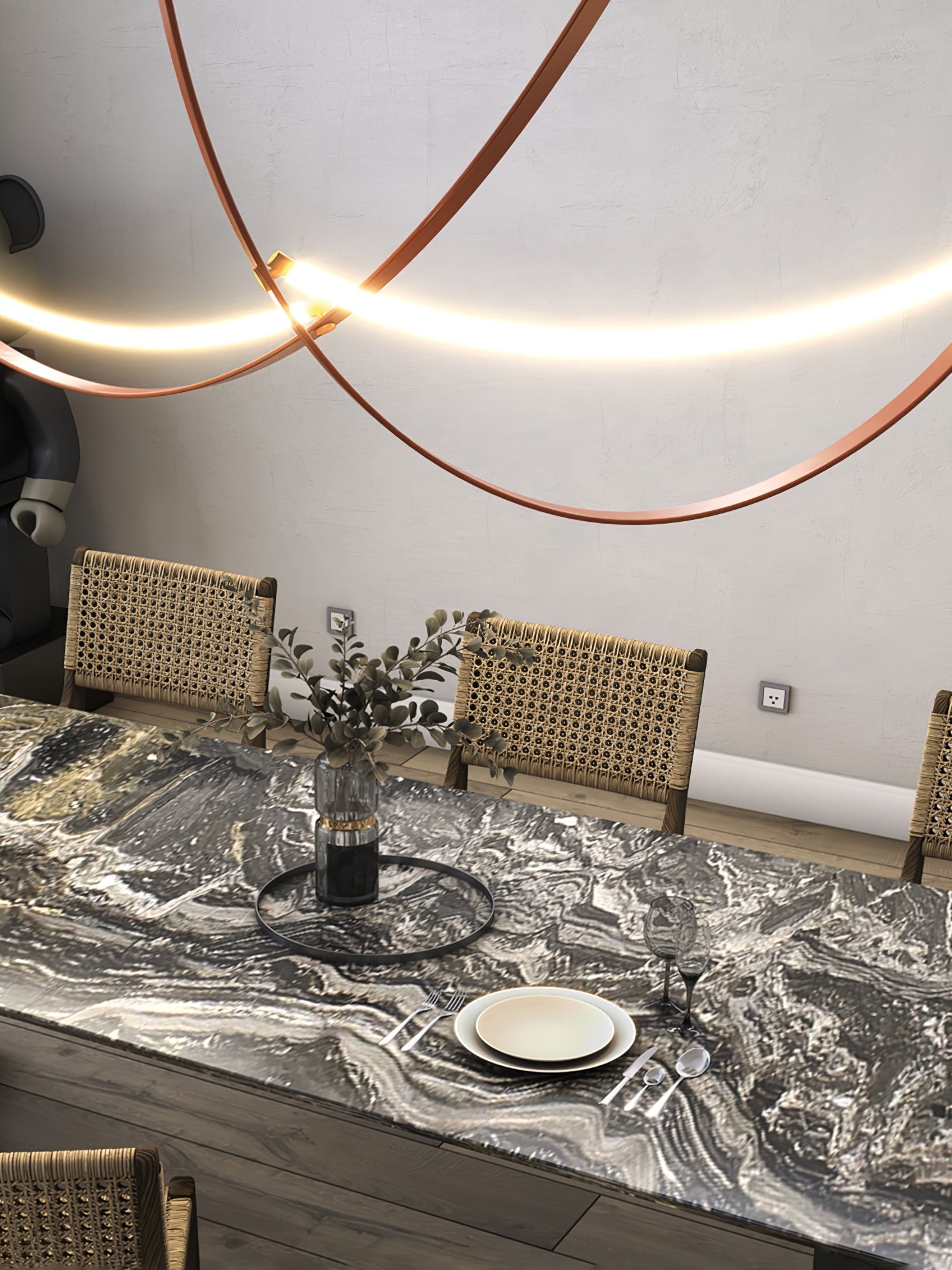 Dixu Pendant Lamp Leather LED Belt-Neutral Decor