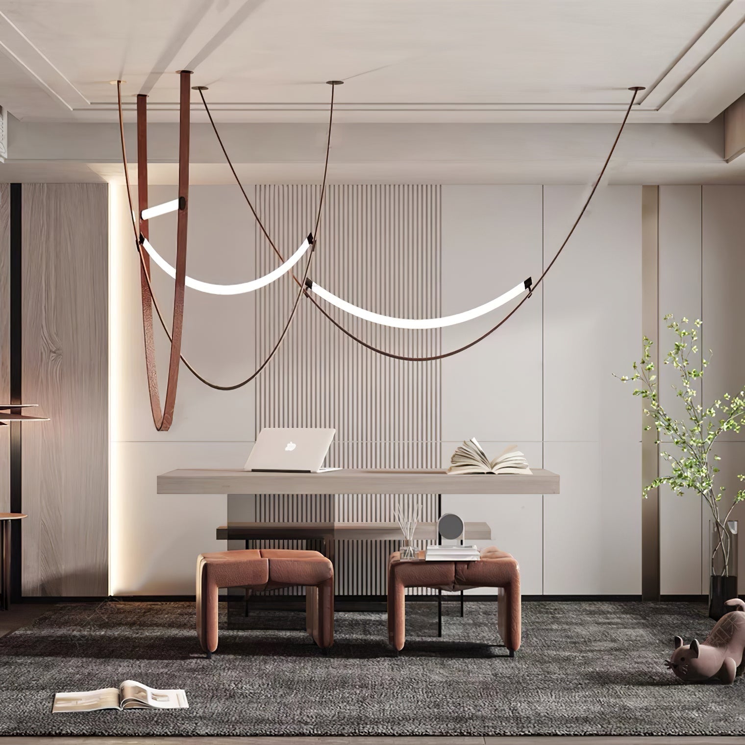 Dixu Pendant Lamp Leather LED Belt-Neutral Decor