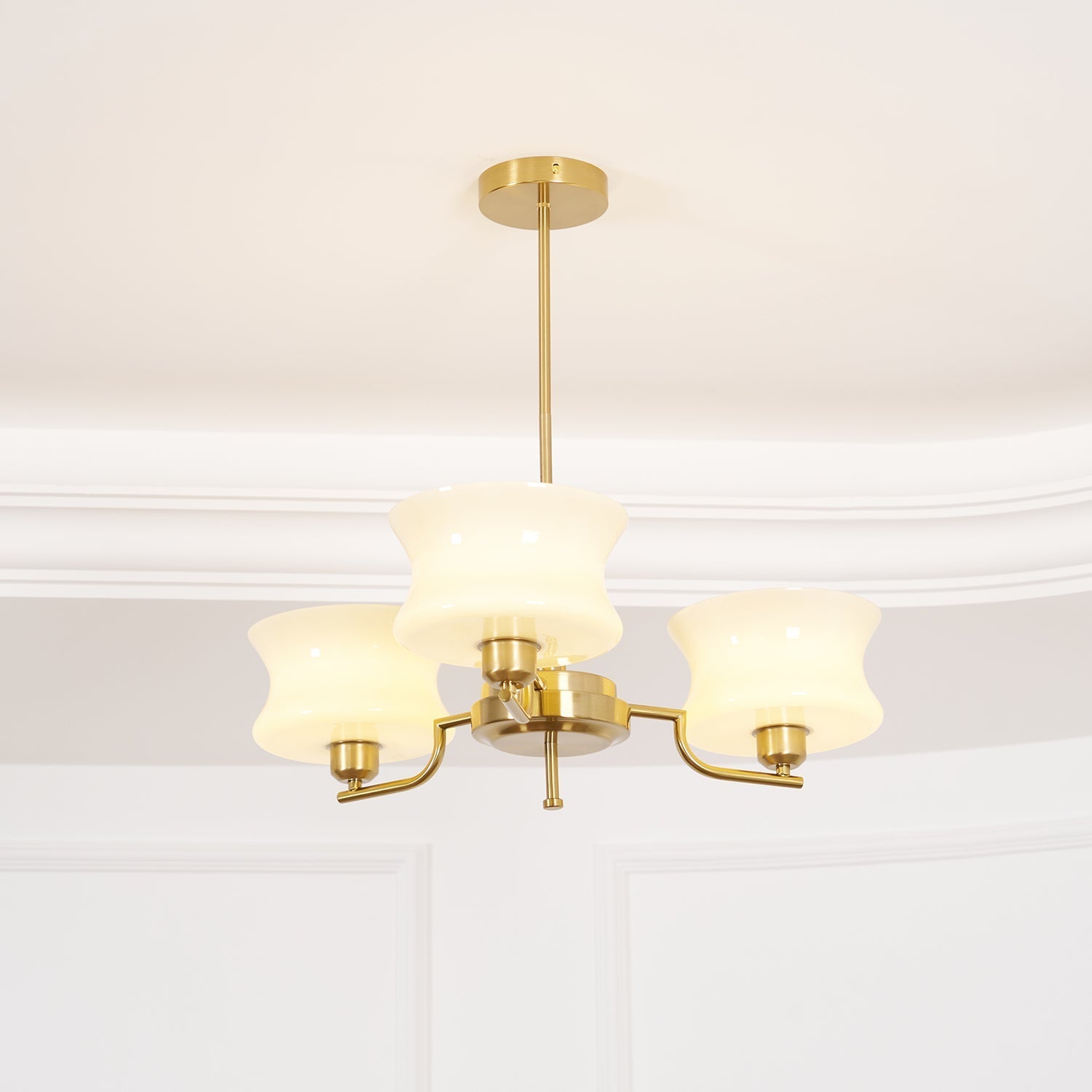 Lustra Chandelier Natural Gold Vintage Glass-Neutral Decor