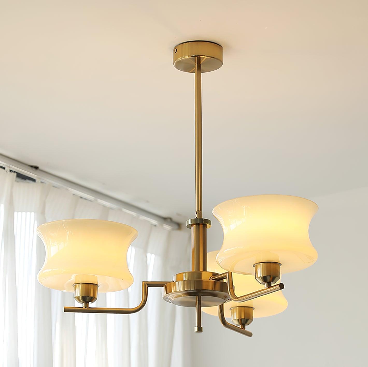 Lustra Chandelier Natural Gold Vintage Glass-Neutral Decor