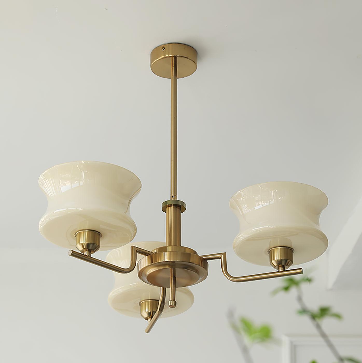 Lustra Chandelier Natural Gold Vintage Glass-Neutral Decor