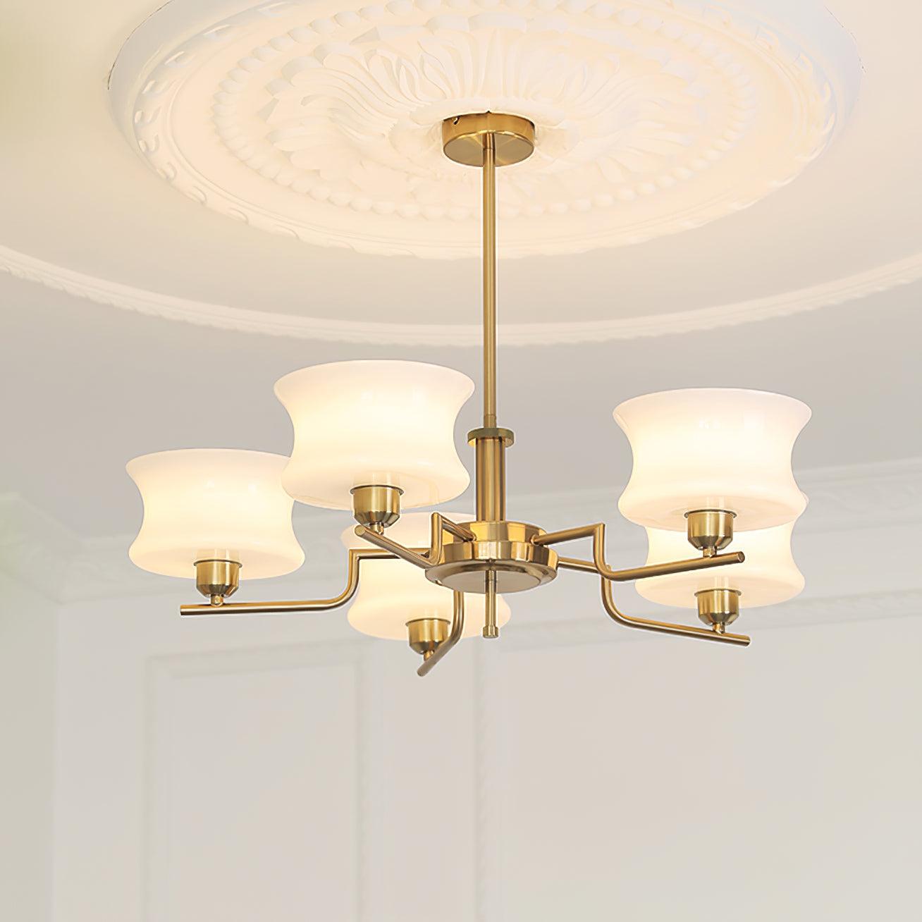 Lustra Chandelier Natural Gold Vintage Glass-Neutral Decor