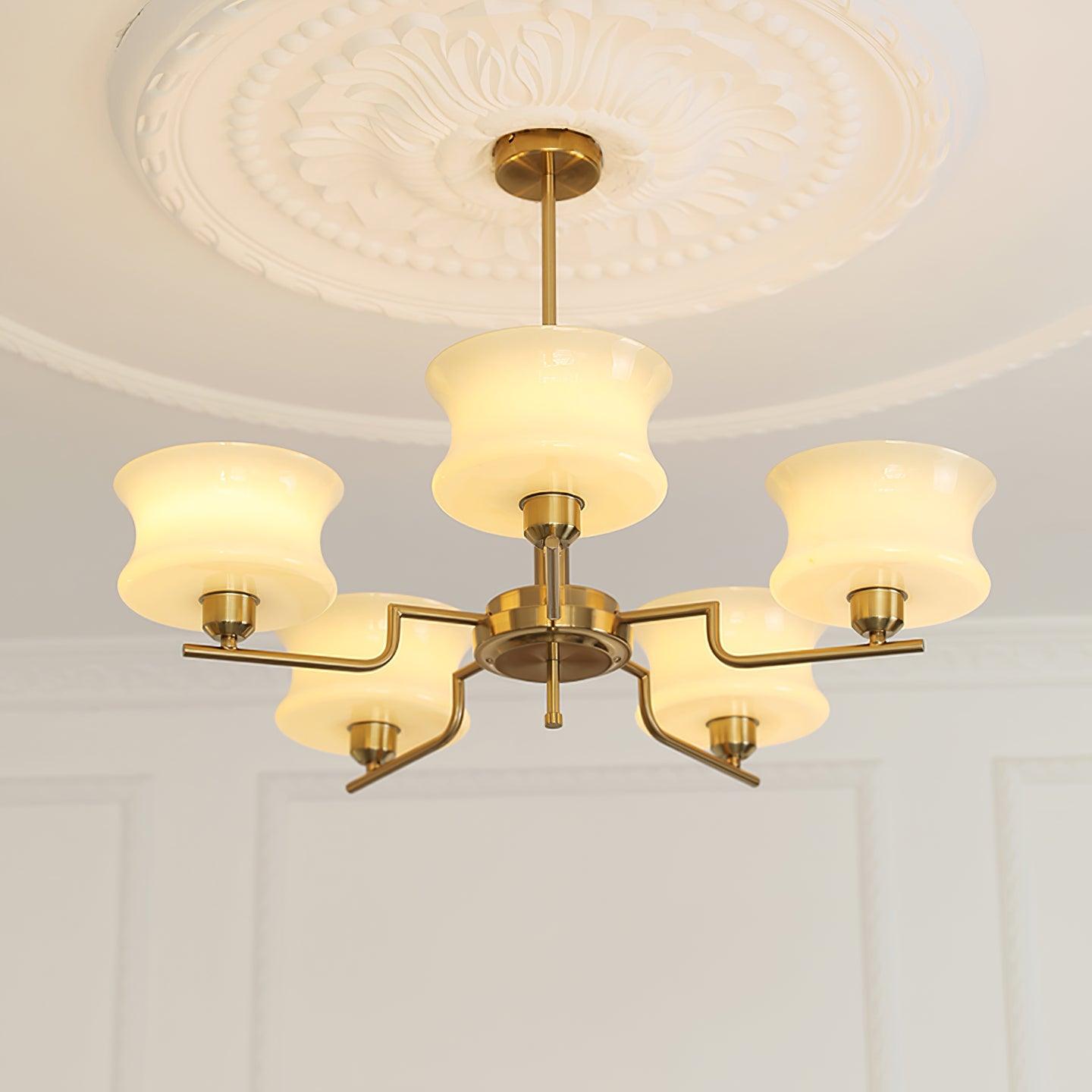 Lustra Chandelier Natural Gold Vintage Glass-Neutral Decor