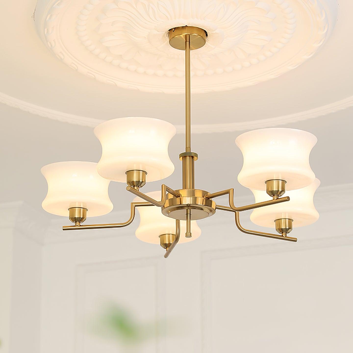 Lustra Chandelier Natural Gold Vintage Glass-Neutral Decor