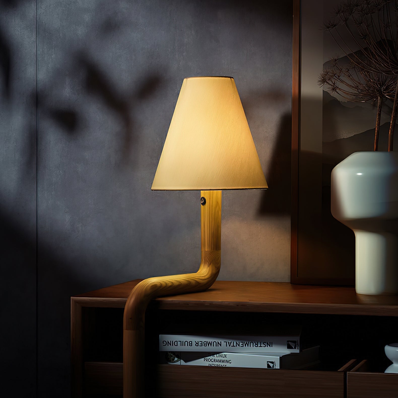 Vira Bend Wood Table Lamp-Neutral Decor
