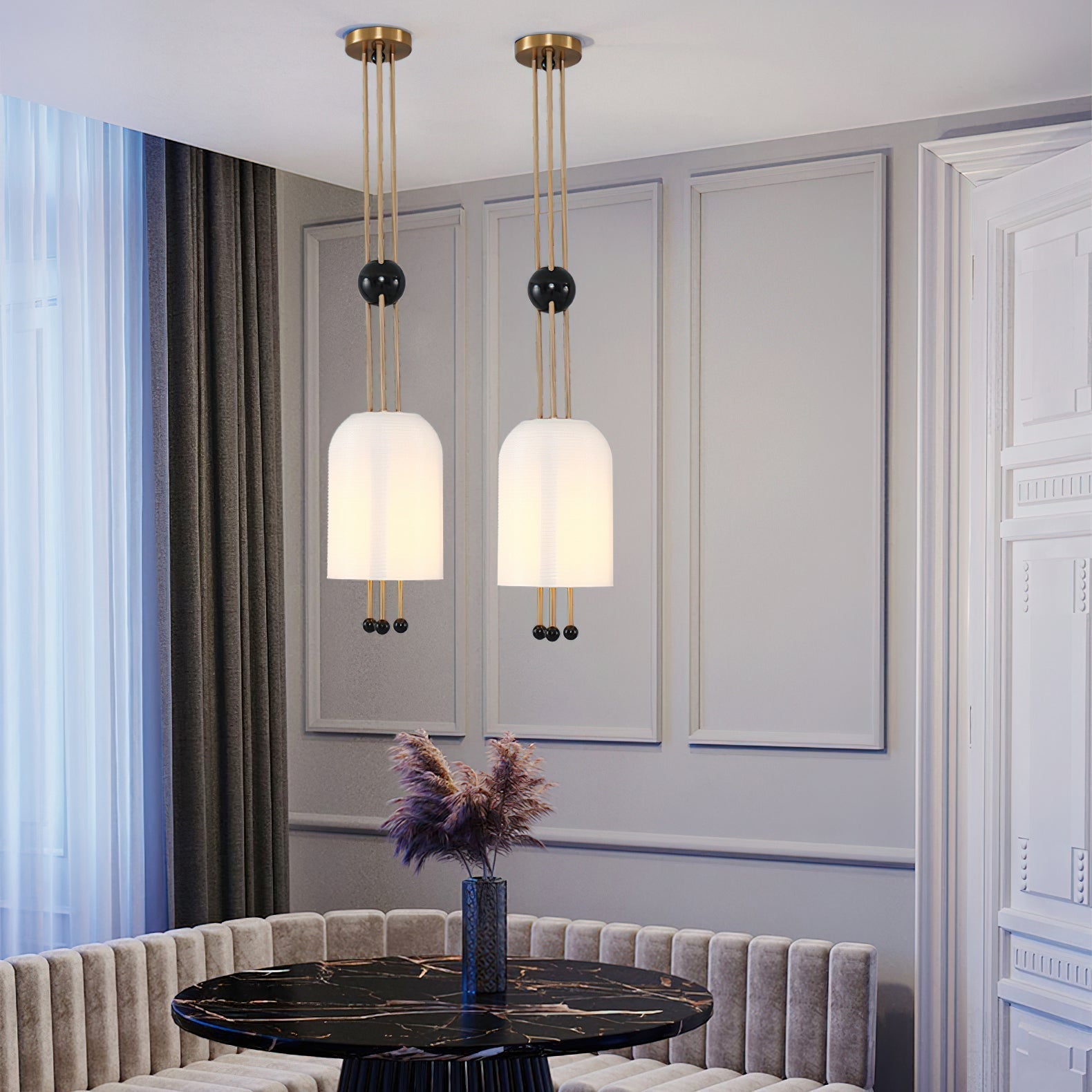 Qir Traditional Elegance Glass Pendant Light-Neutral Decor