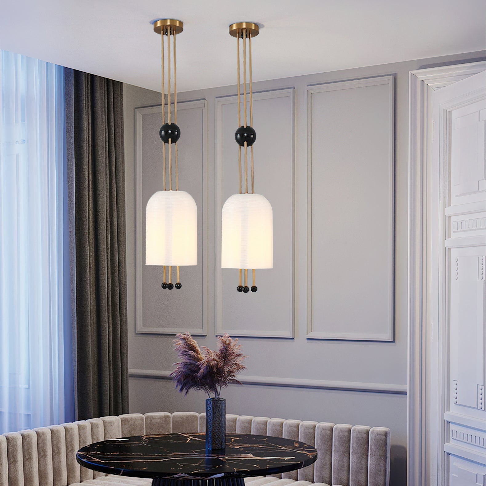 Qir Traditional Elegance Glass Pendant Light-Neutral Decor