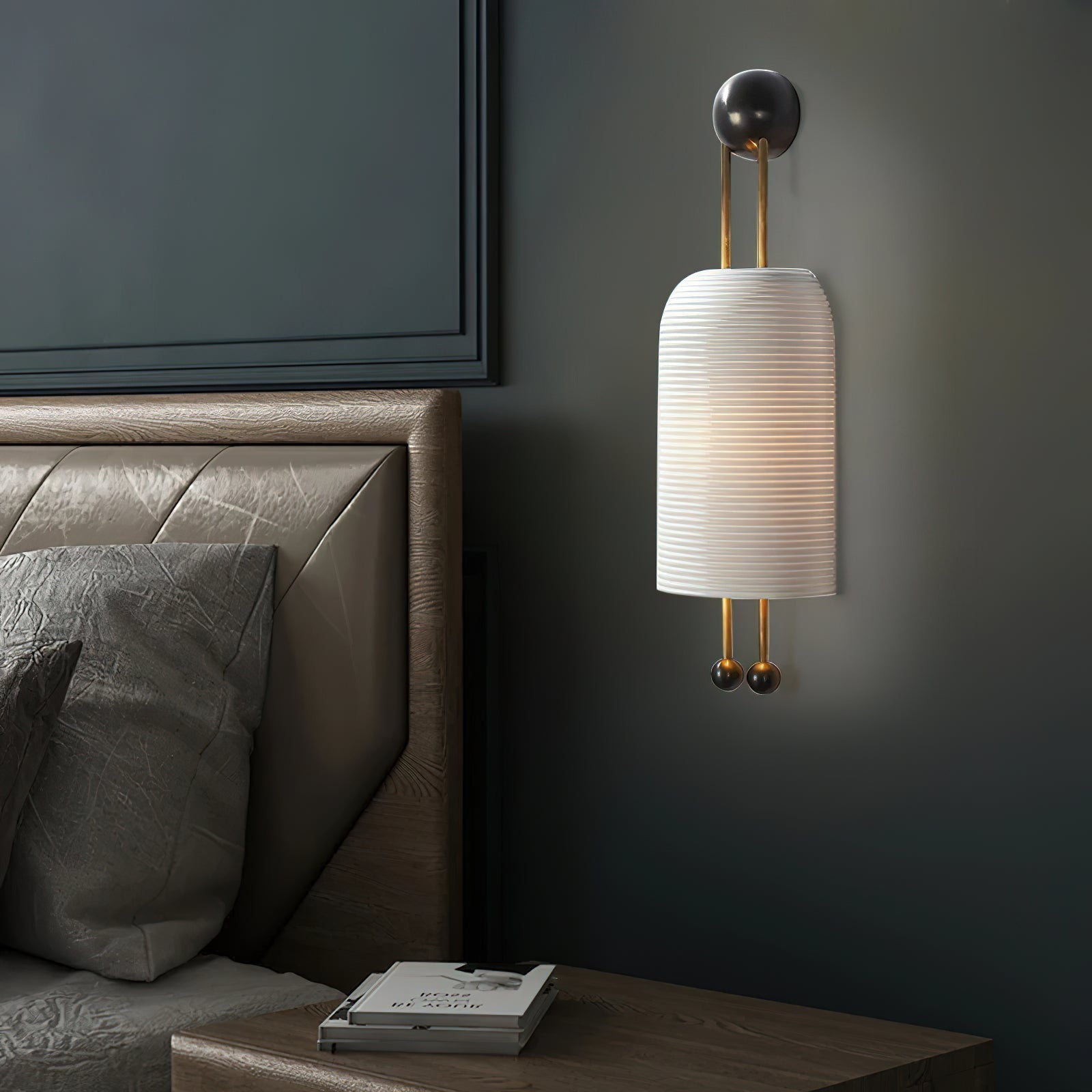 Bly Wall Lamp Opal Glass Gold Rods-Neutral Decor