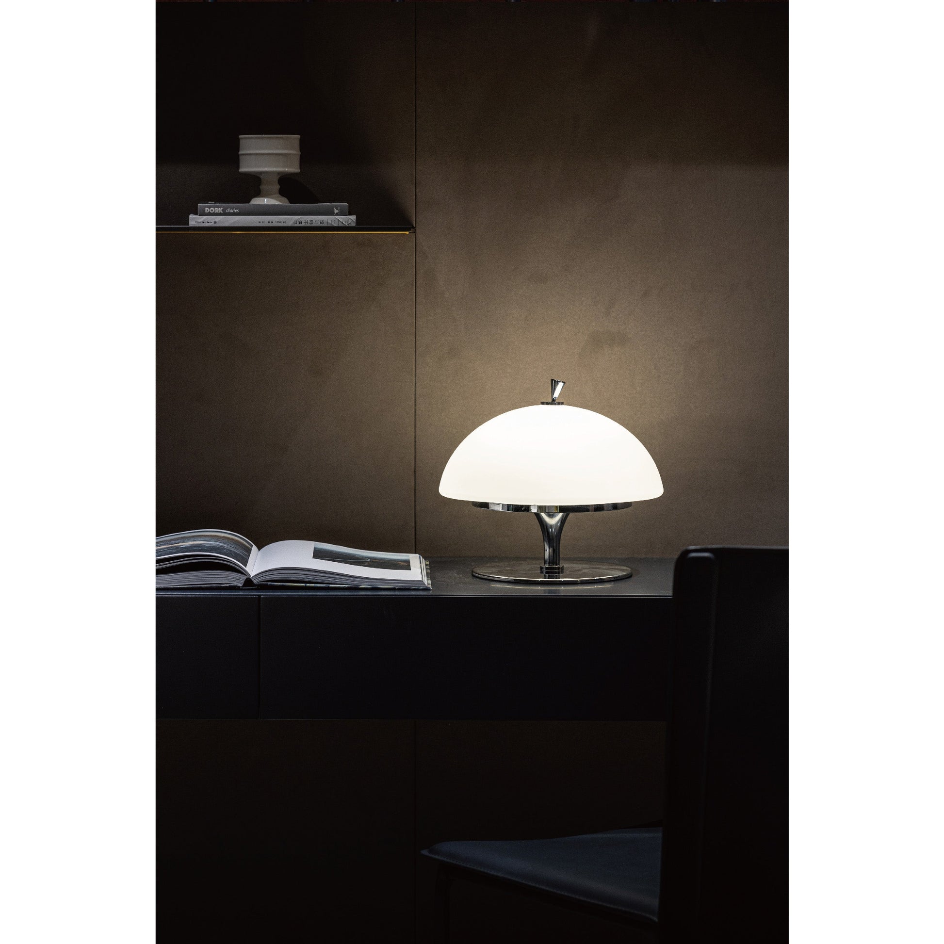 Top-down view of the Beret Table Lamp, showing its unique beret-like shape.