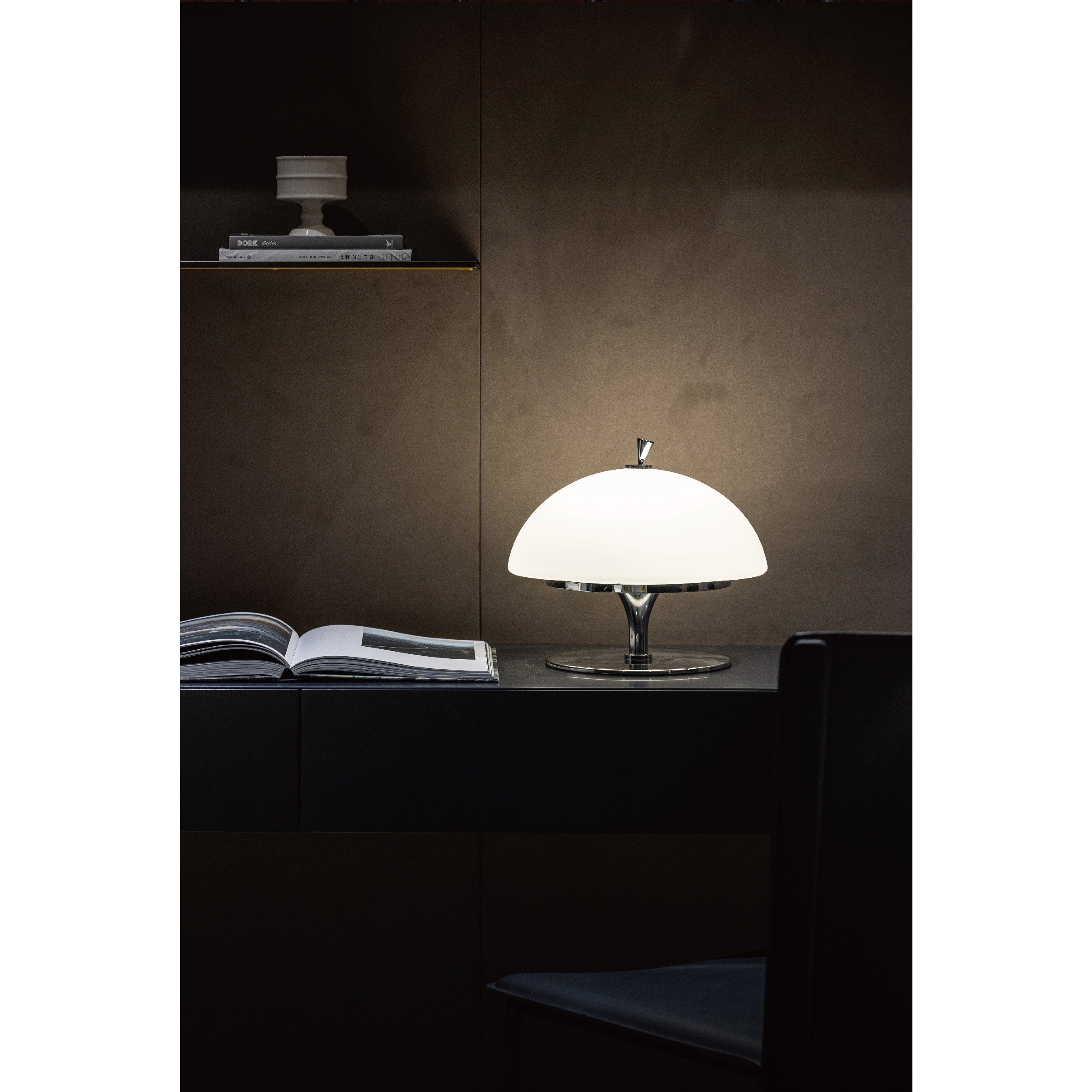 Top-down view of the Beret Table Lamp, showing its unique beret-like shape.