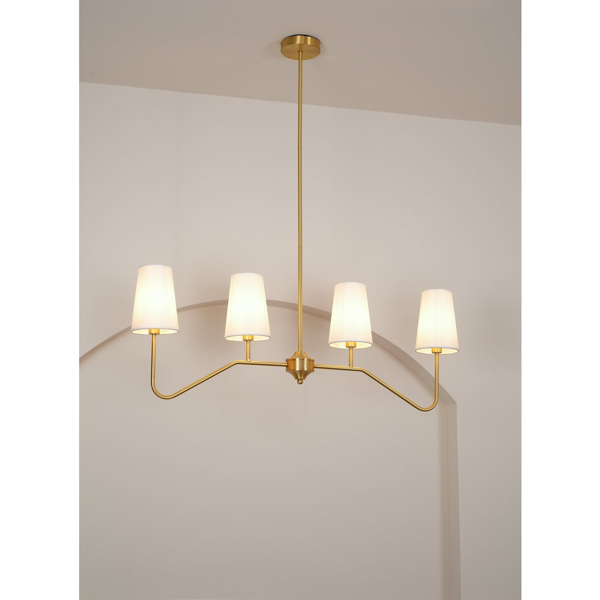 Lustra Chandelier Brass Curved Beige Linear-Neutral Decor
