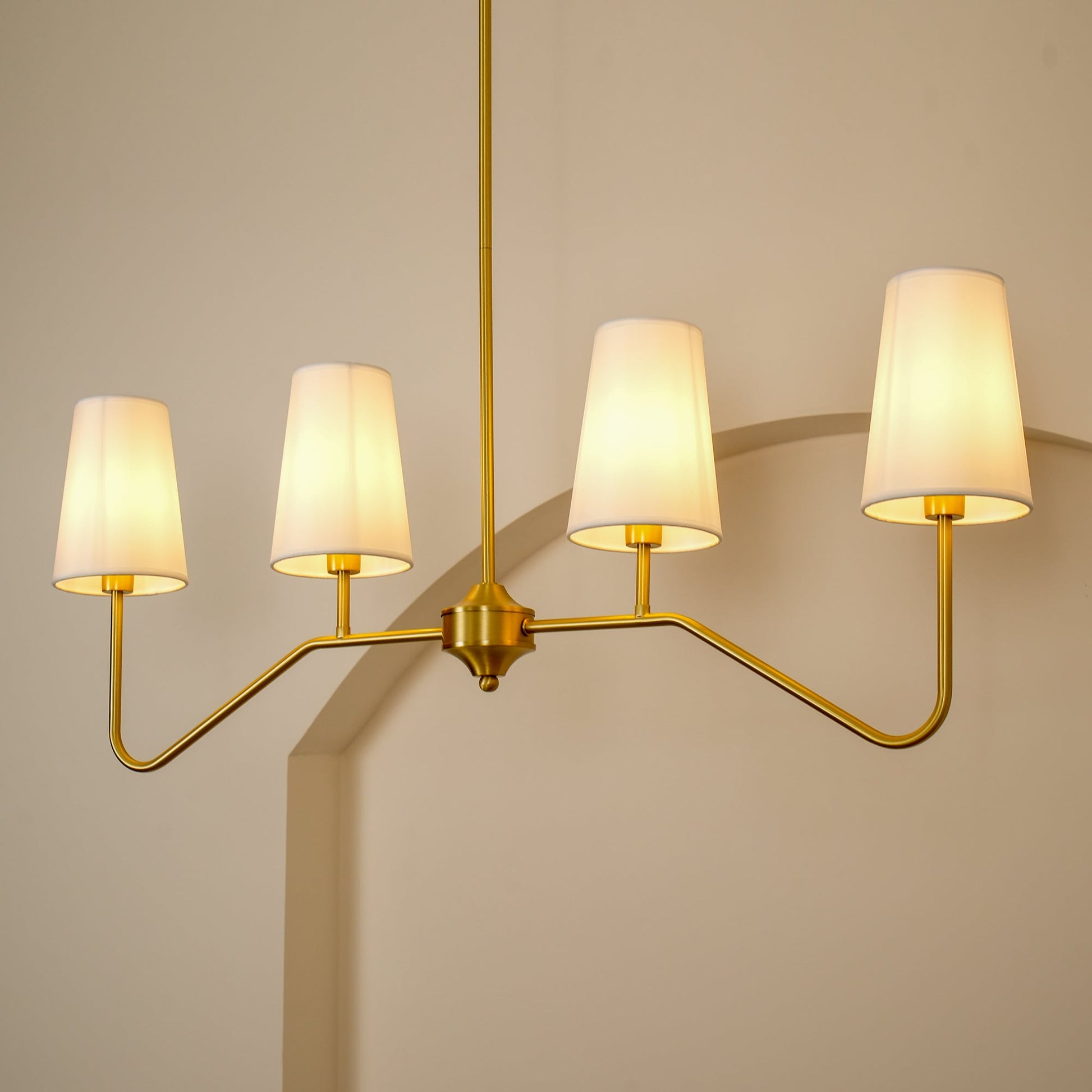 Lustra Chandelier Brass Curved Beige Linear-Neutral Decor