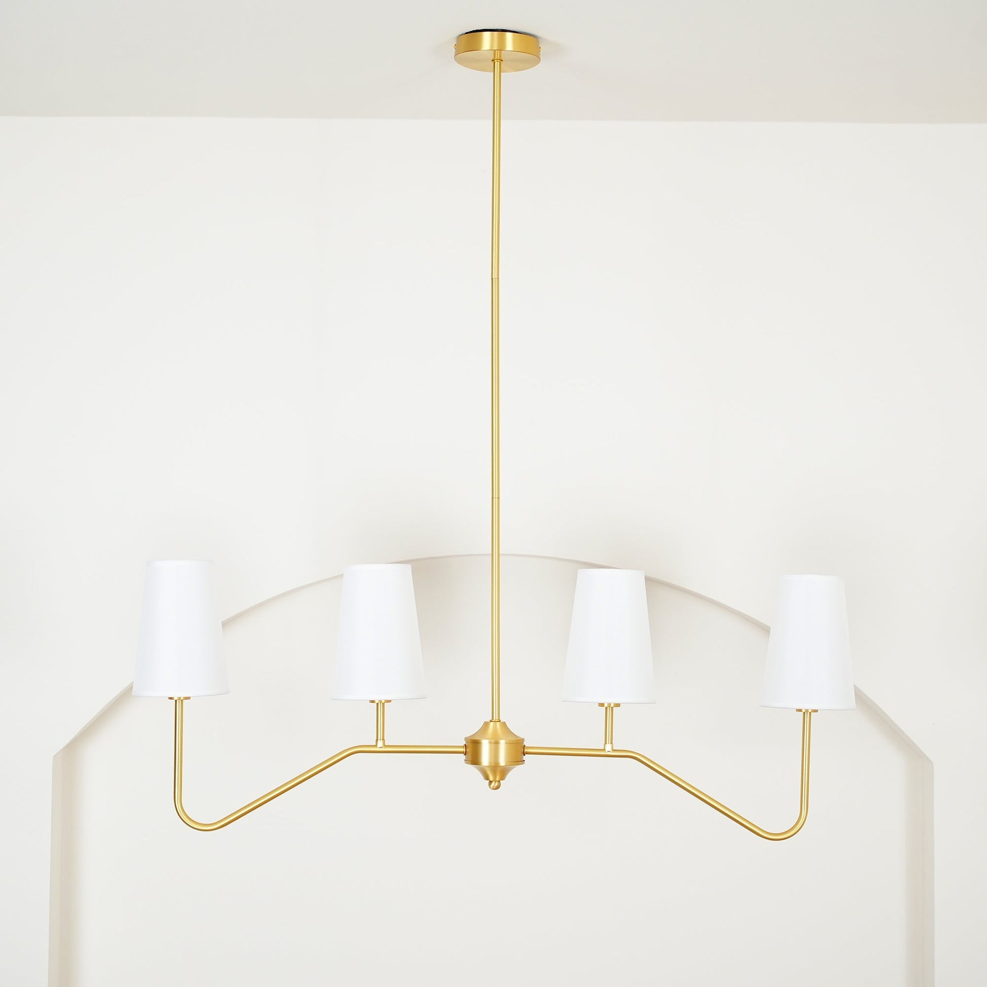 Lustra Chandelier Brass Curved Beige Linear-Neutral Decor
