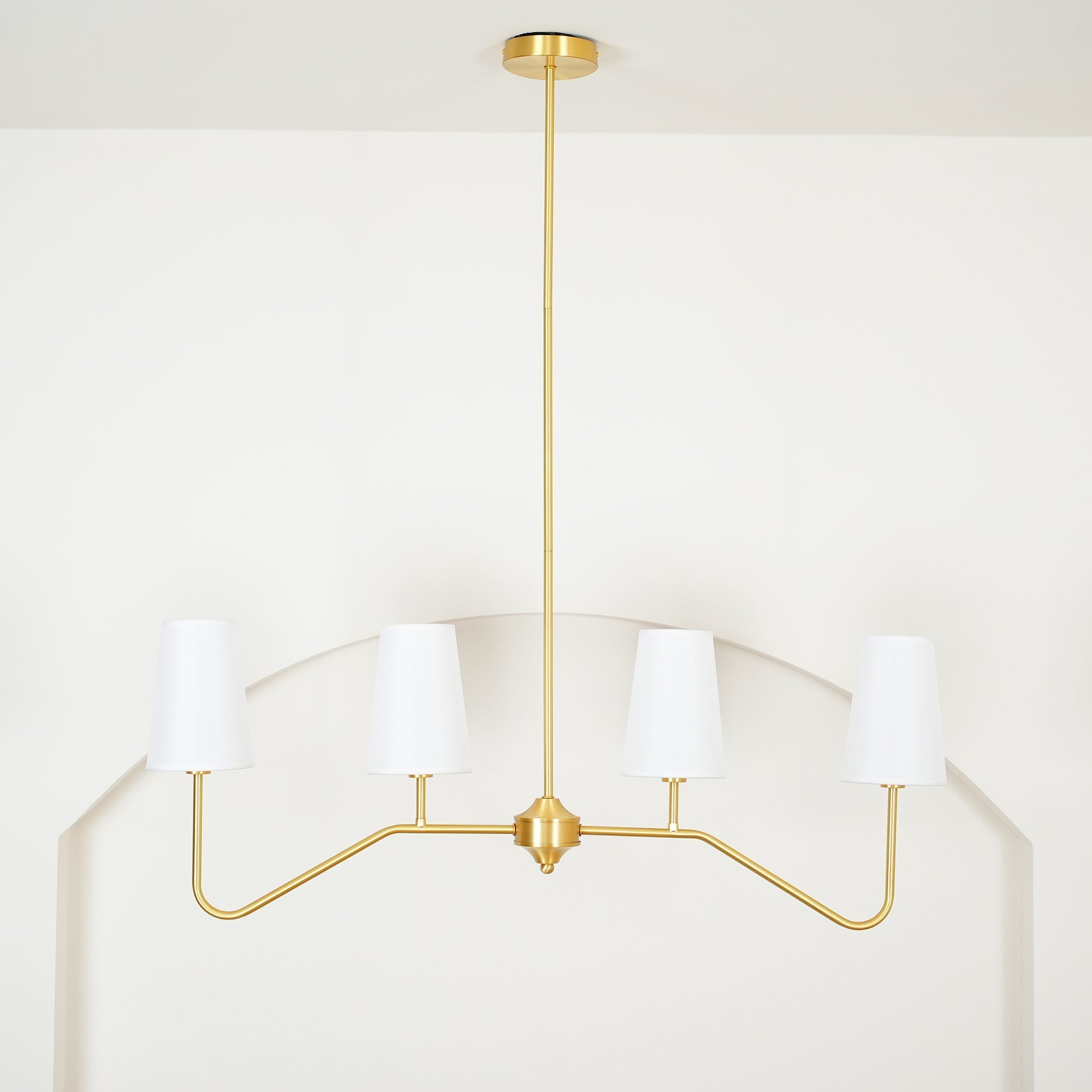 Lustra Chandelier Brass Curved Beige Linear-Neutral Decor