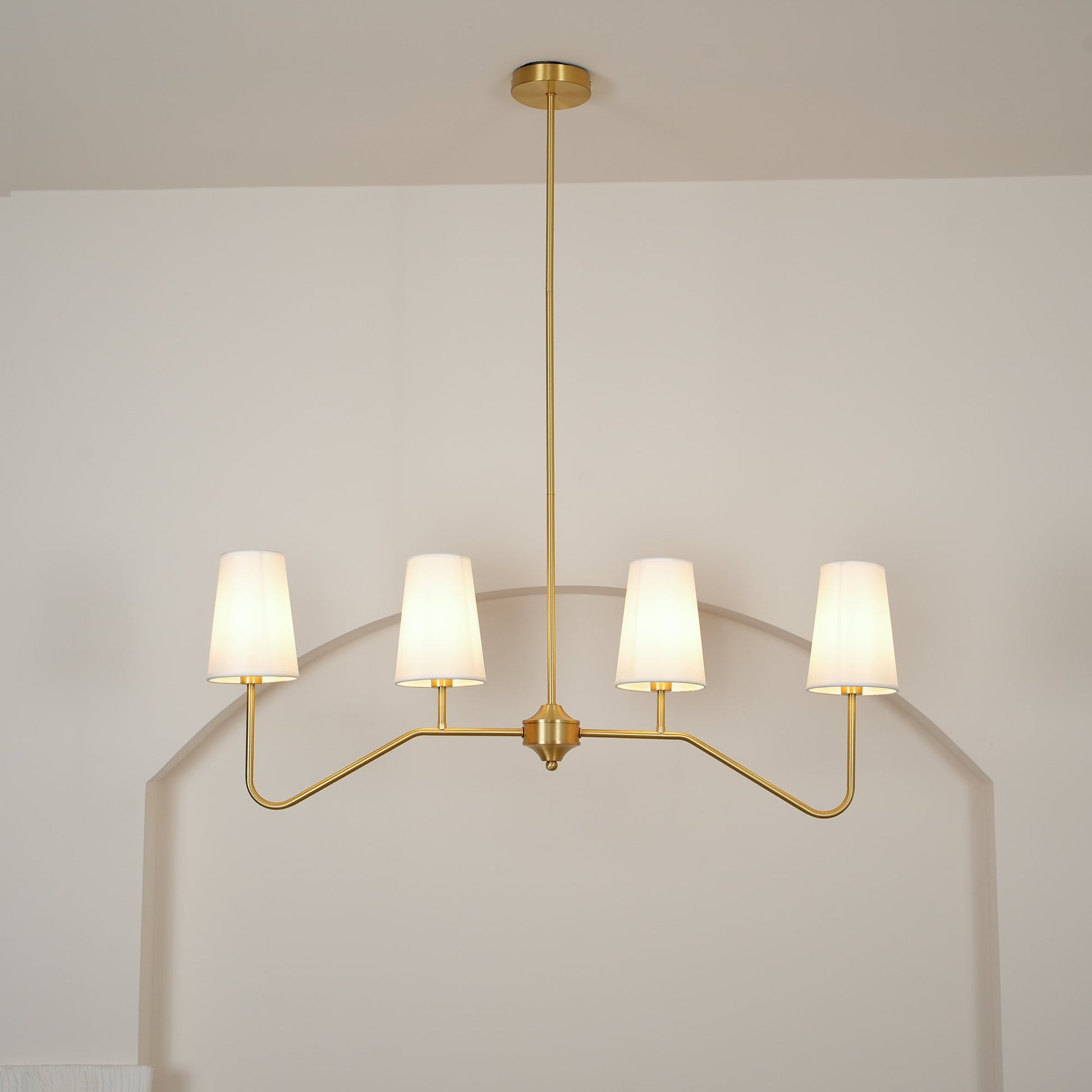 Lustra Chandelier Brass Curved Beige Linear-Neutral Decor
