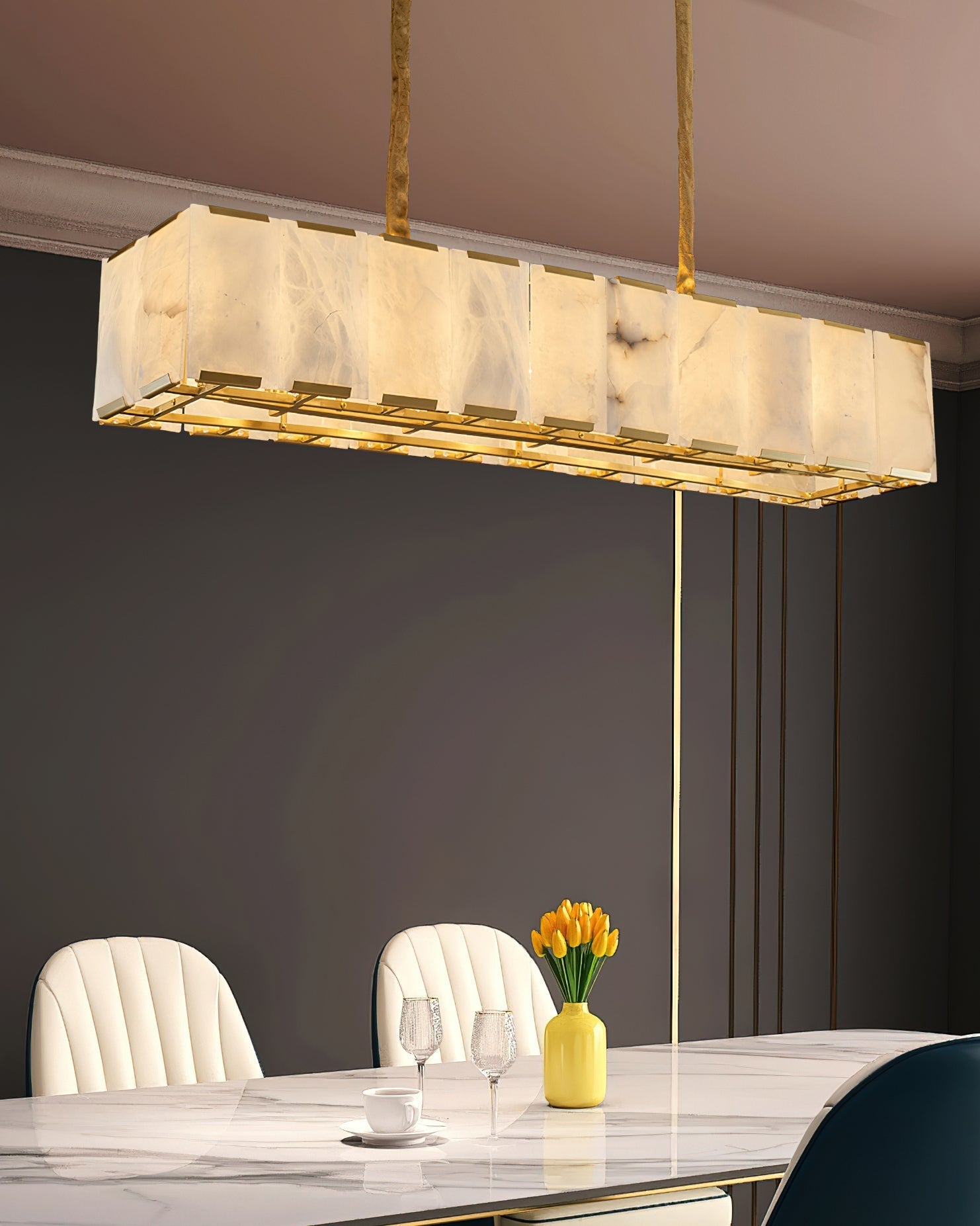 The large 16-head Bernardi chandelier as a statement piece in a high-ceiling room.