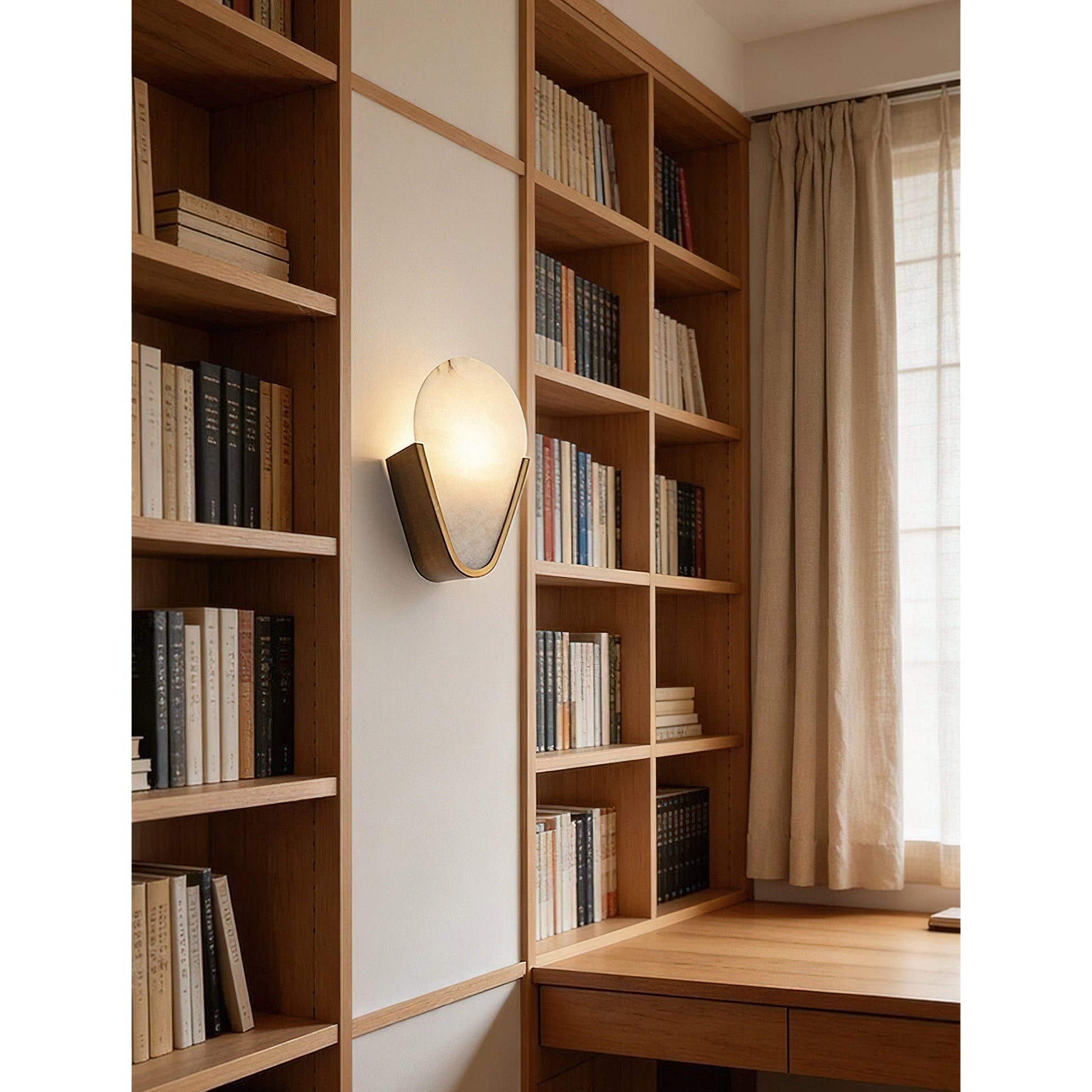 The lamp installed in a hallway, providing ambient light.