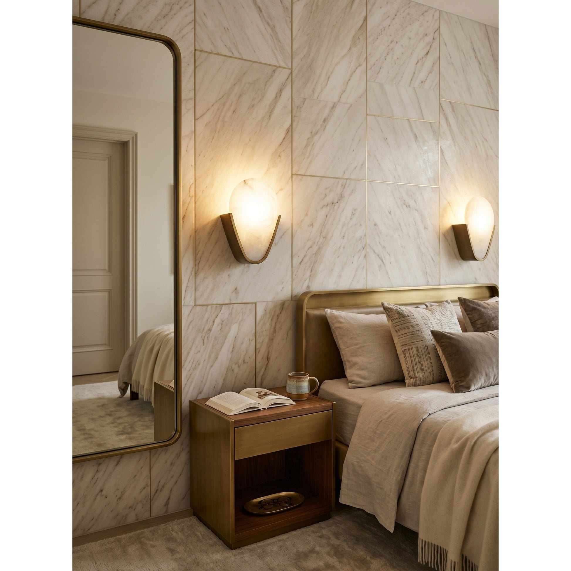 The smaller size variant of the Bernina Alabaster Wall Lamp.