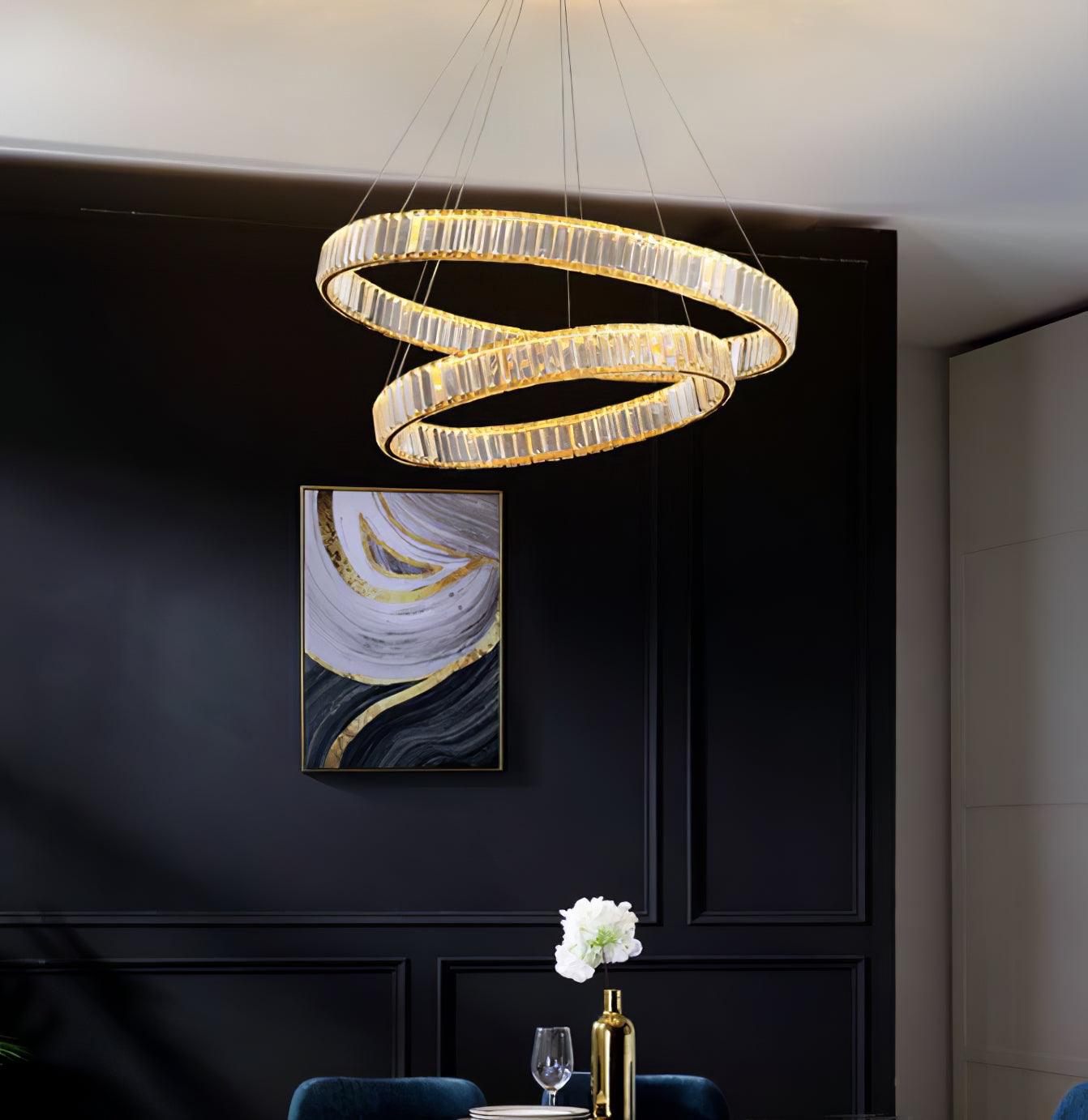 Lustra Chandelier Gold Crystal Ring-Neutral Decor