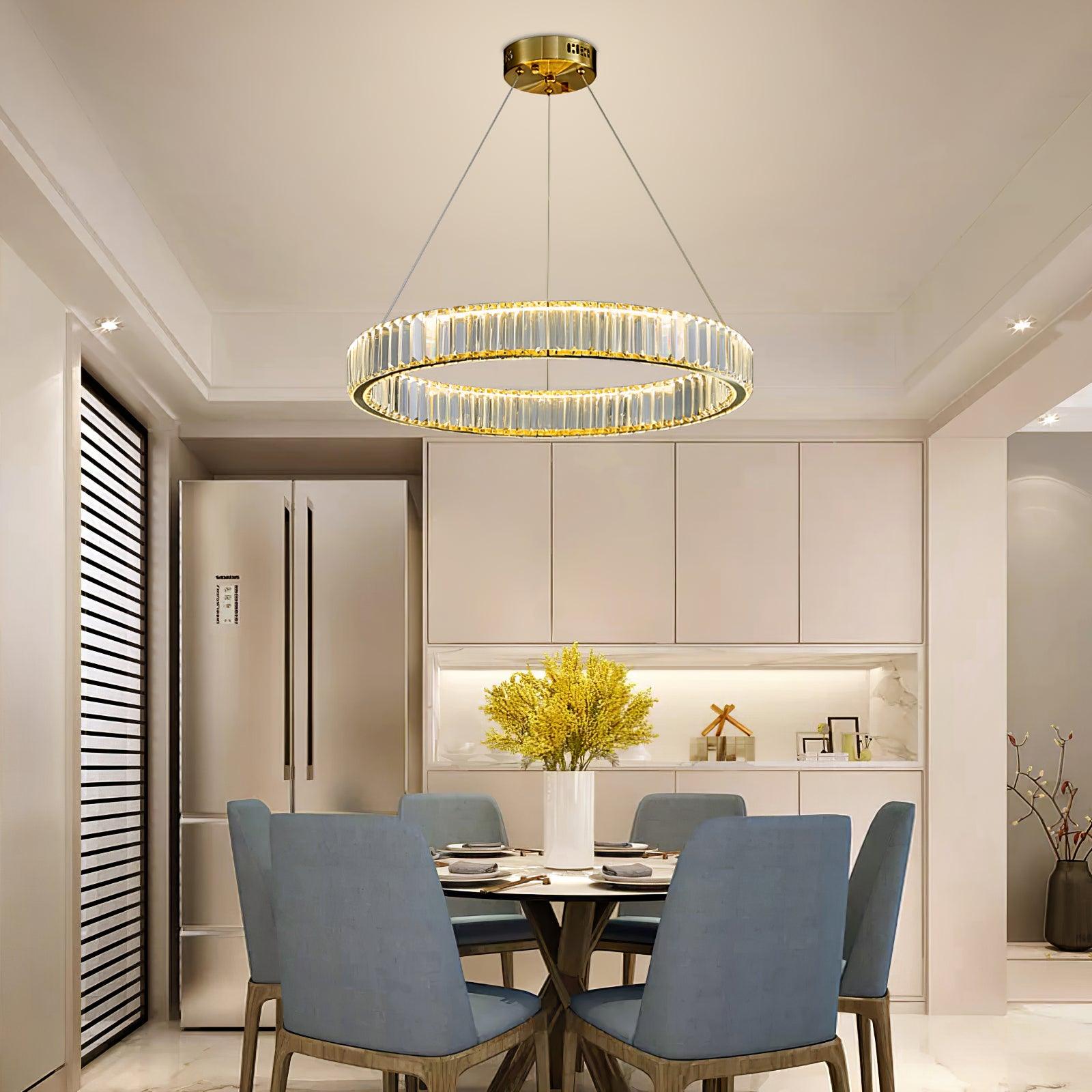 Lustra Chandelier Gold Crystal Ring-Neutral Decor
