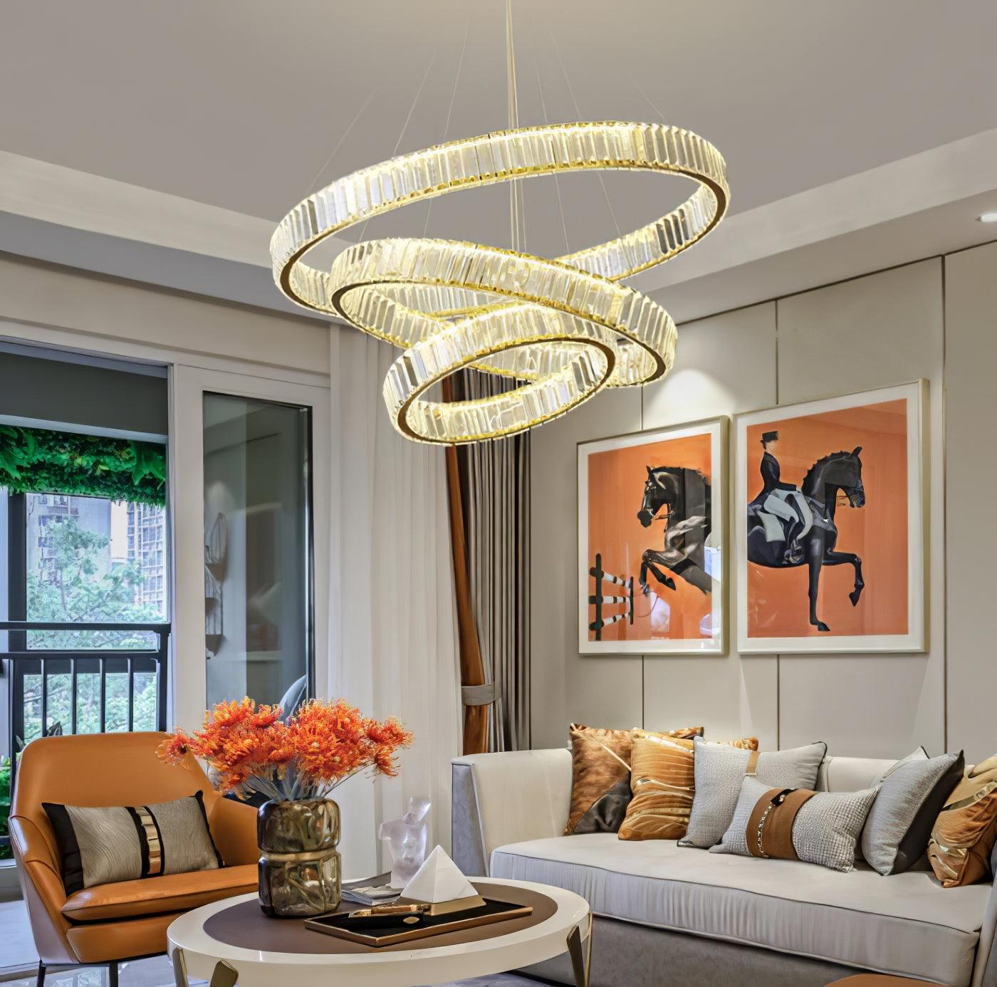 Lustra Chandelier Gold Crystal Ring-Neutral Decor
