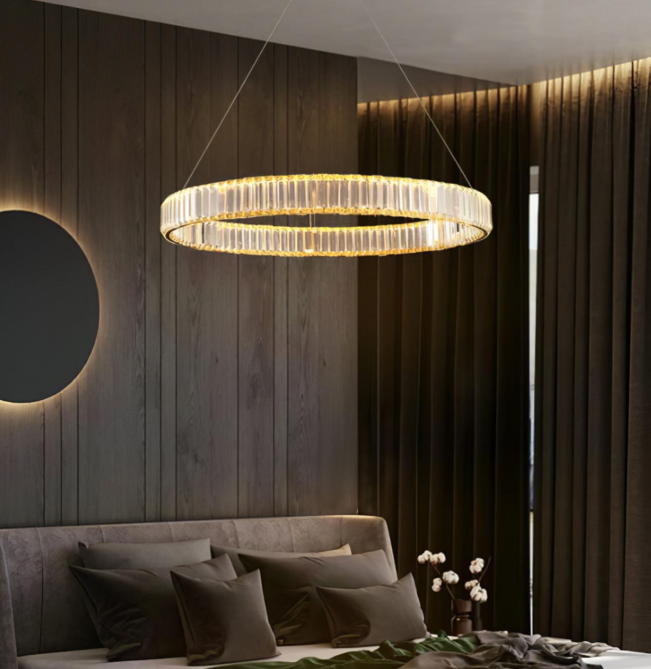 Lustra Chandelier Gold Crystal Ring-Neutral Decor
