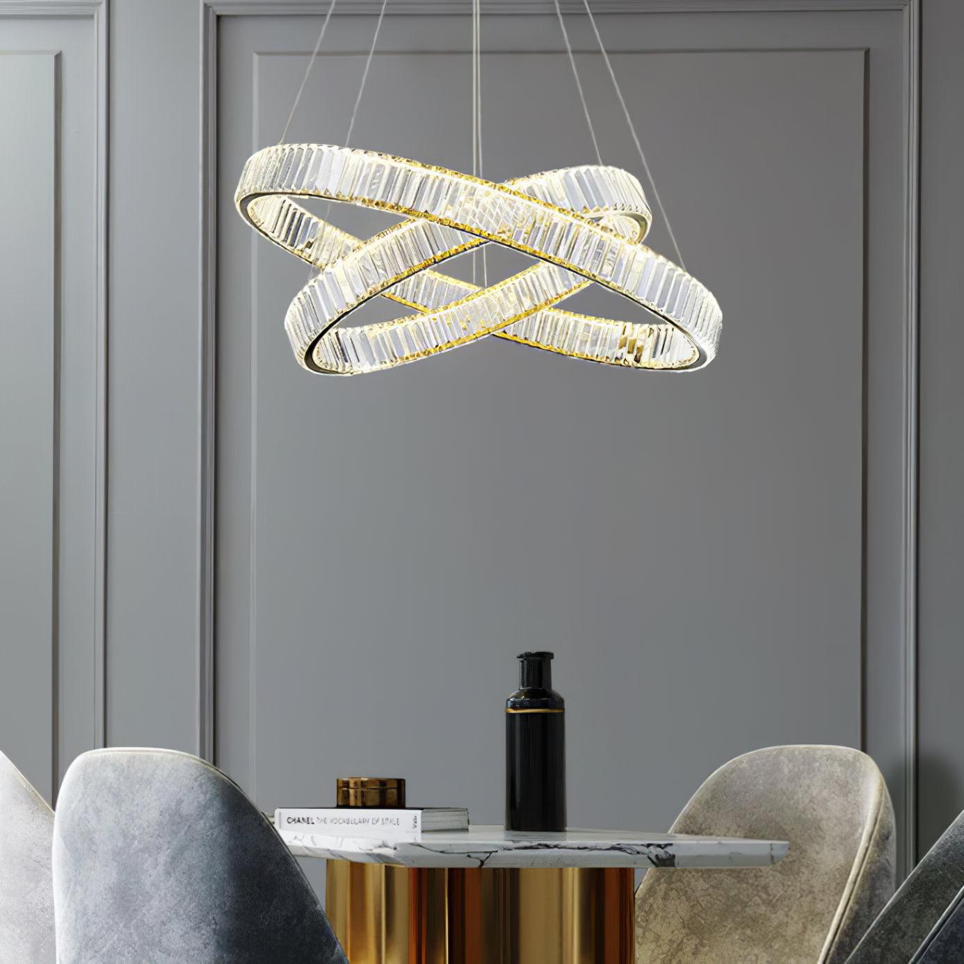 Lustra Chandelier Gold Crystal Ring-Neutral Decor