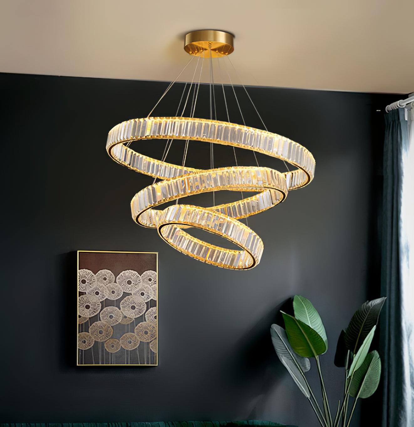 Lustra Chandelier Gold Crystal Ring-Neutral Decor